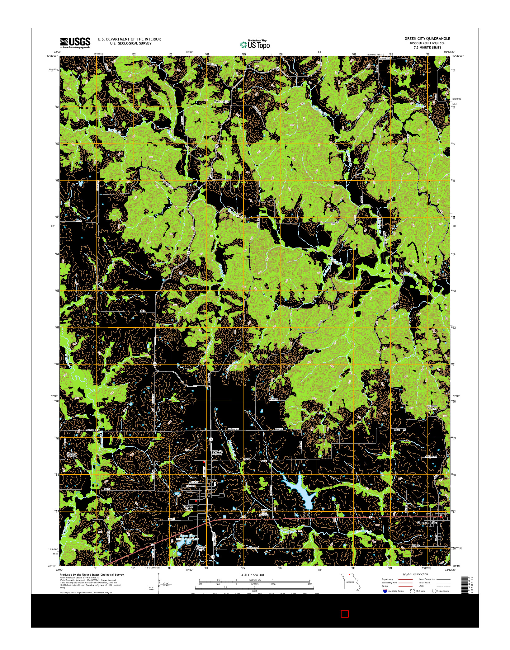 USGS US TOPO 7.5-MINUTE MAP FOR GREEN CITY, MO 2015
