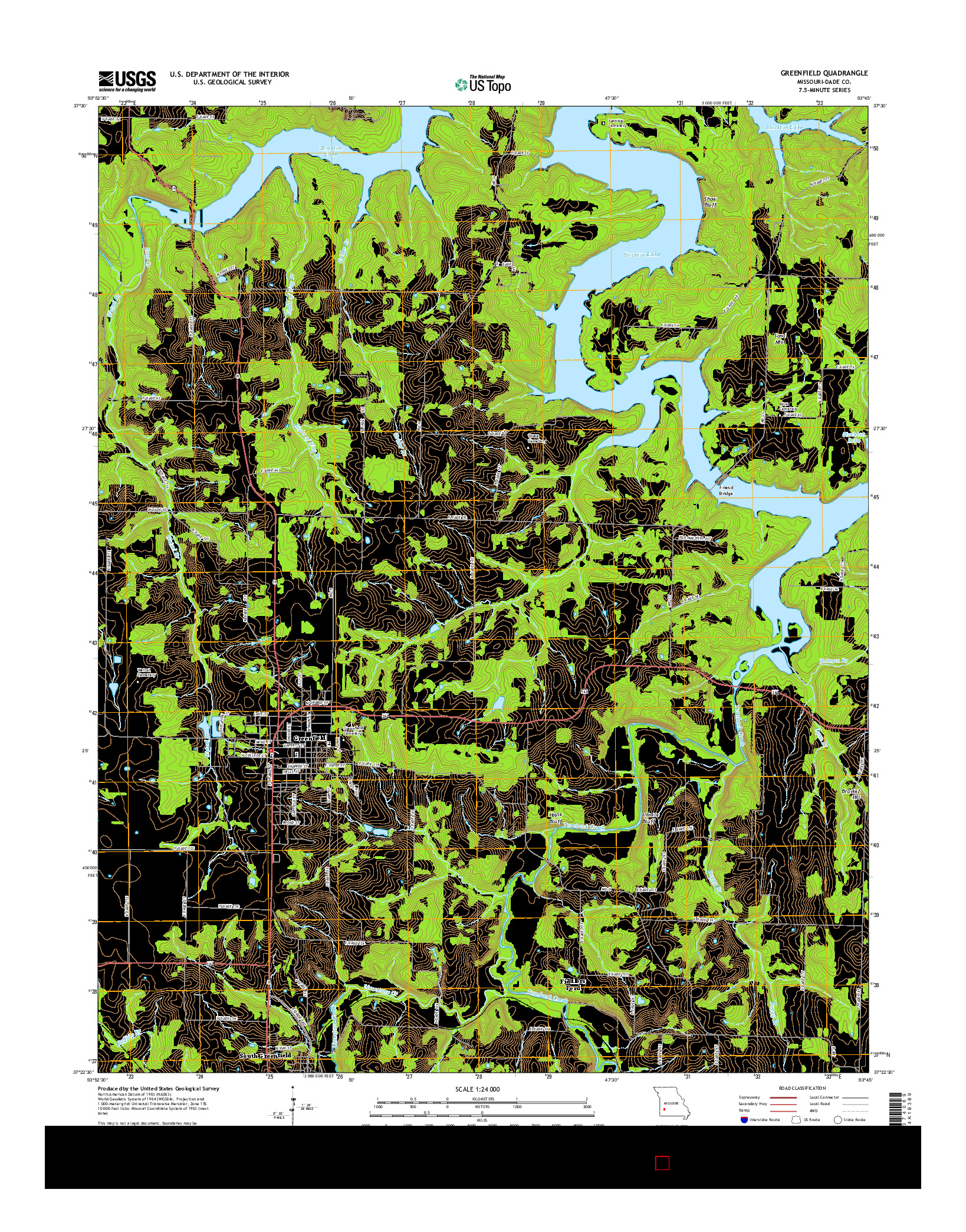 USGS US TOPO 7.5-MINUTE MAP FOR GREENFIELD, MO 2015