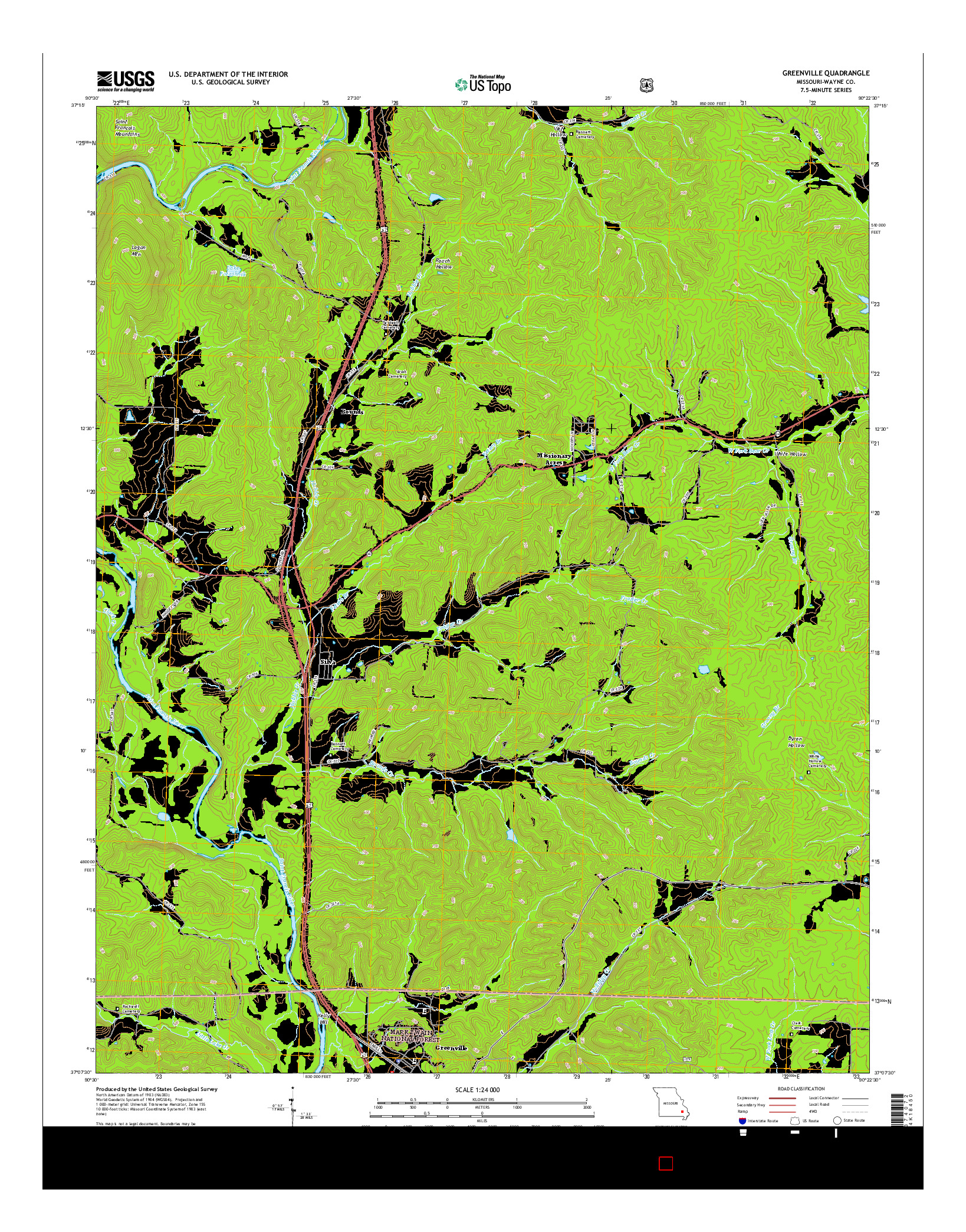 USGS US TOPO 7.5-MINUTE MAP FOR GREENVILLE, MO 2015