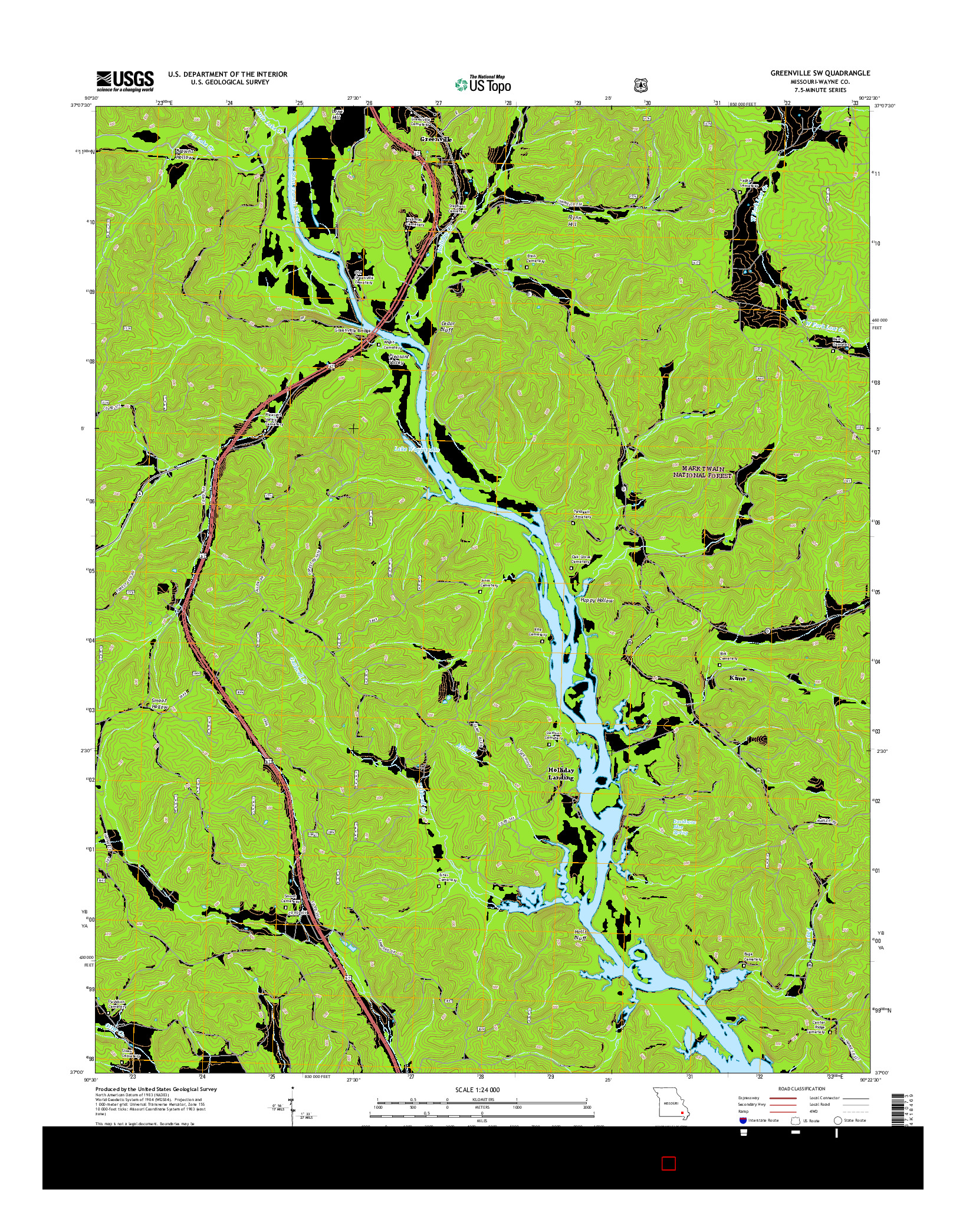 USGS US TOPO 7.5-MINUTE MAP FOR GREENVILLE SW, MO 2015