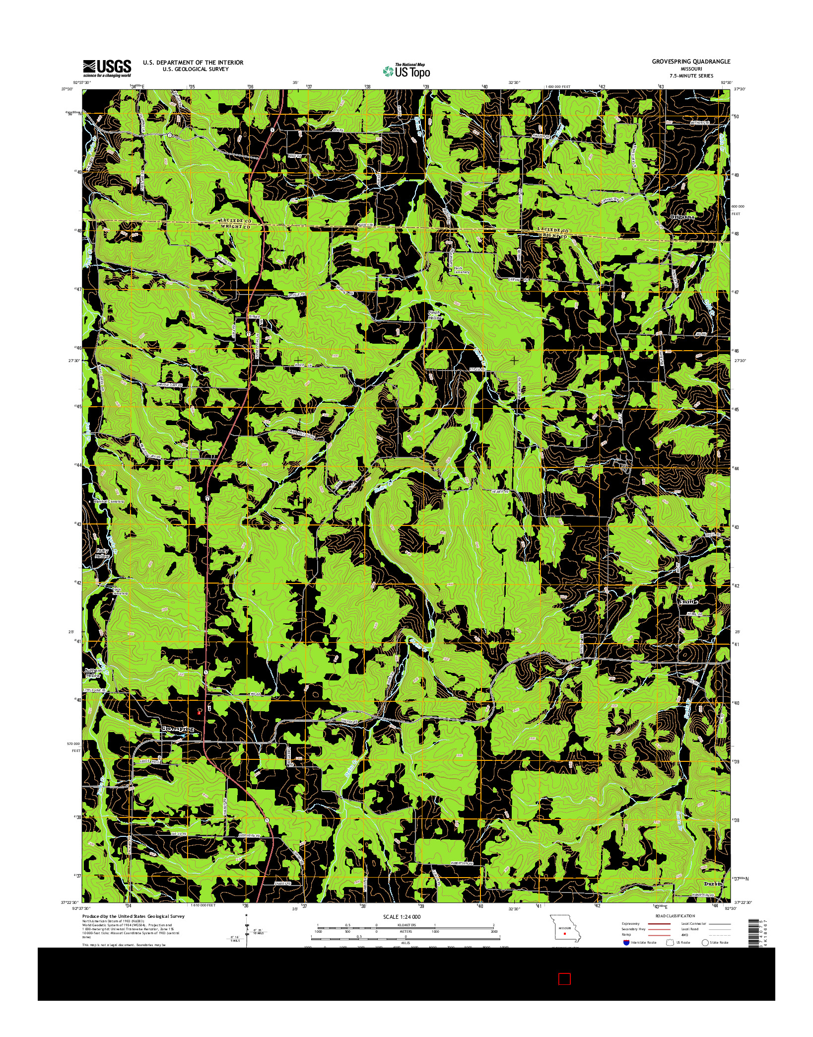 USGS US TOPO 7.5-MINUTE MAP FOR GROVESPRING, MO 2015