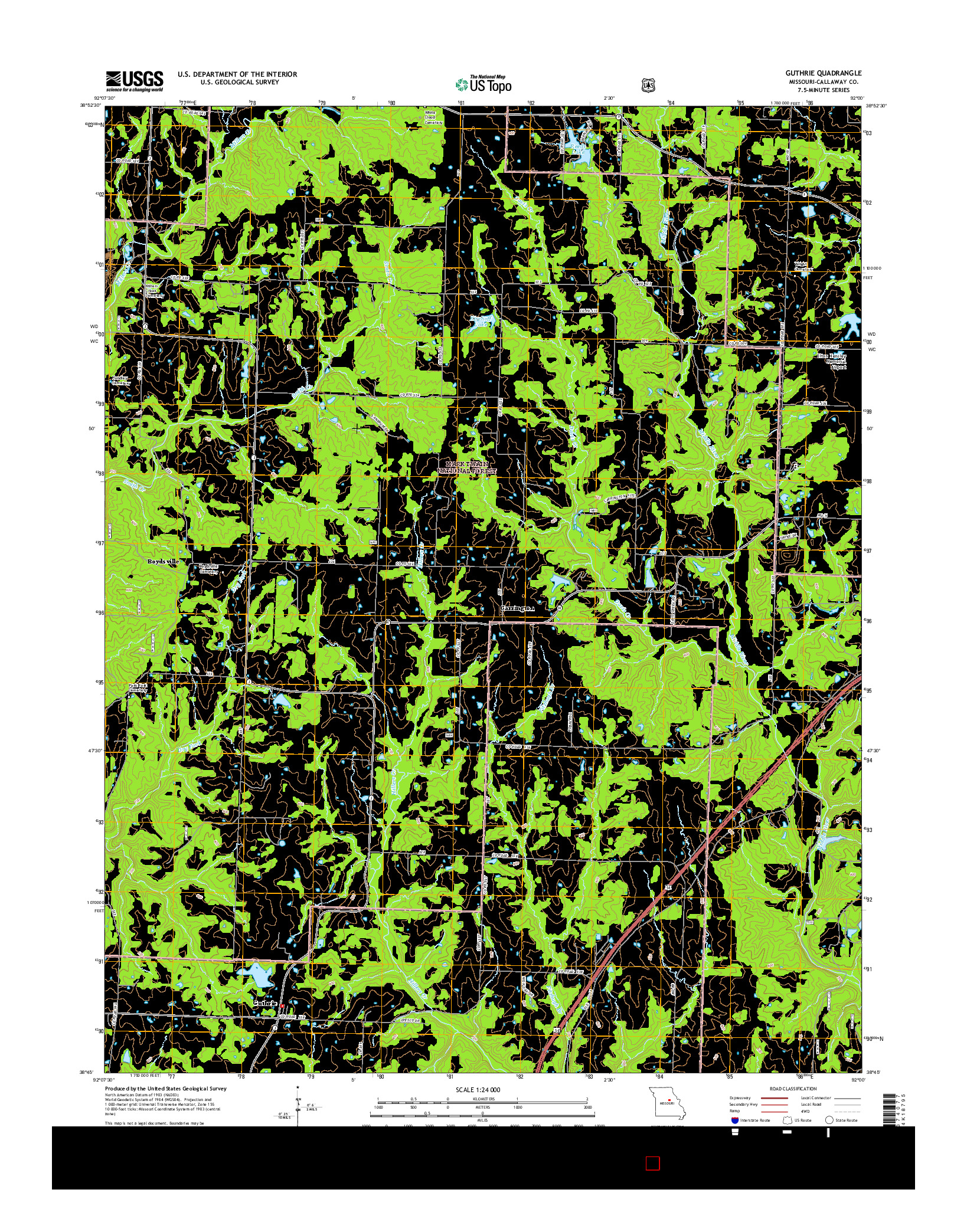 USGS US TOPO 7.5-MINUTE MAP FOR GUTHRIE, MO 2015