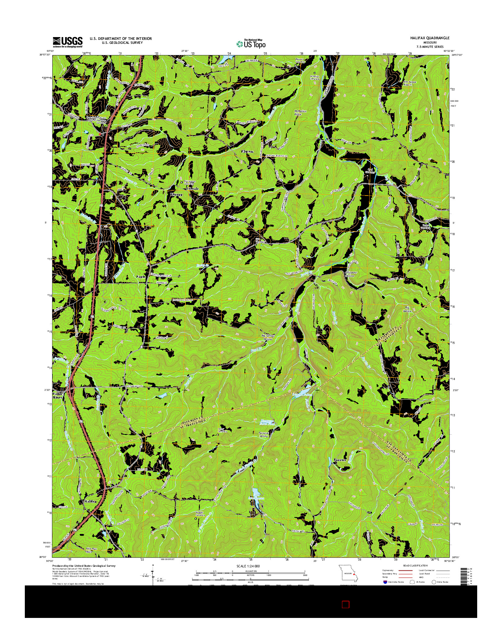 USGS US TOPO 7.5-MINUTE MAP FOR HALIFAX, MO 2015