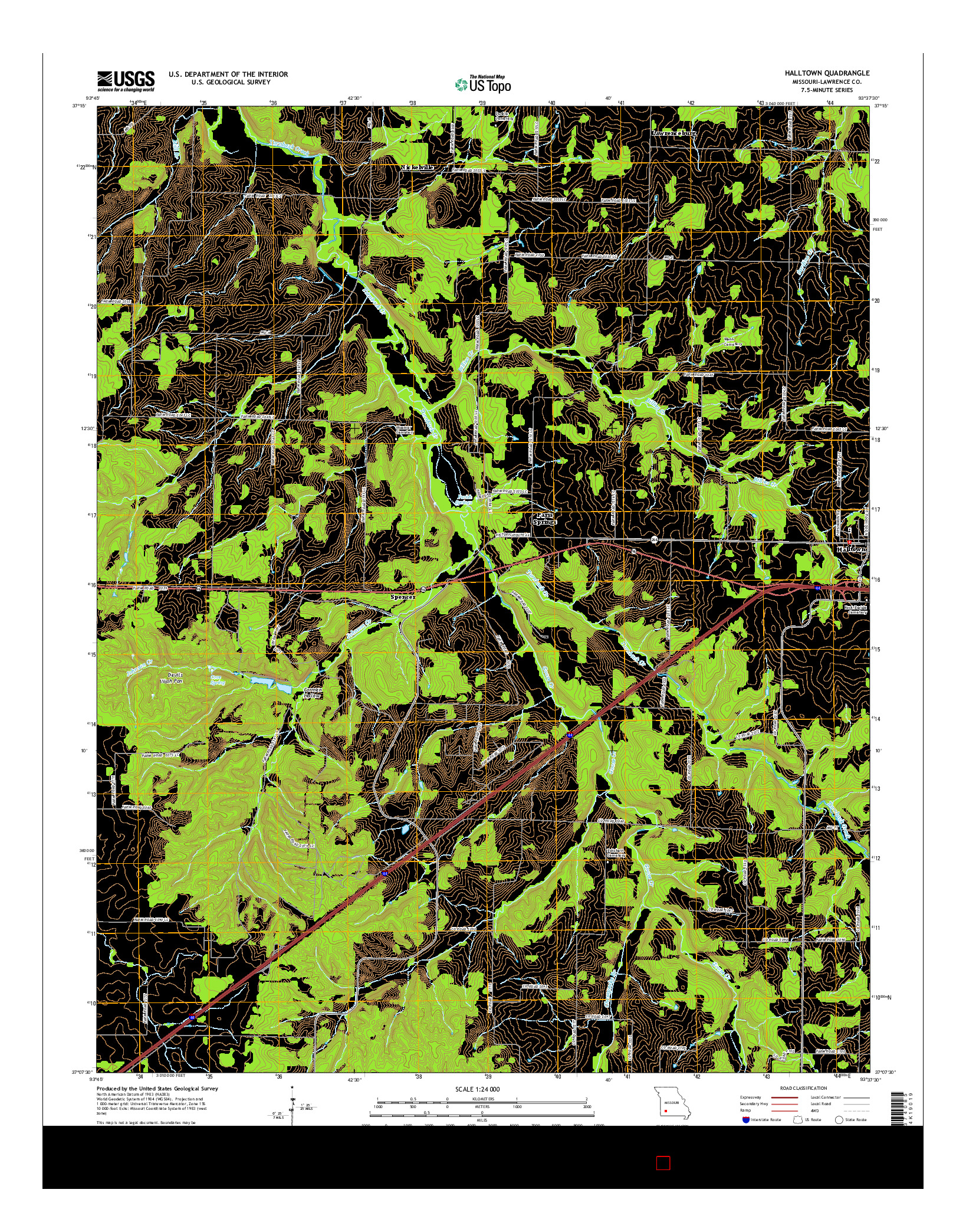 USGS US TOPO 7.5-MINUTE MAP FOR HALLTOWN, MO 2015