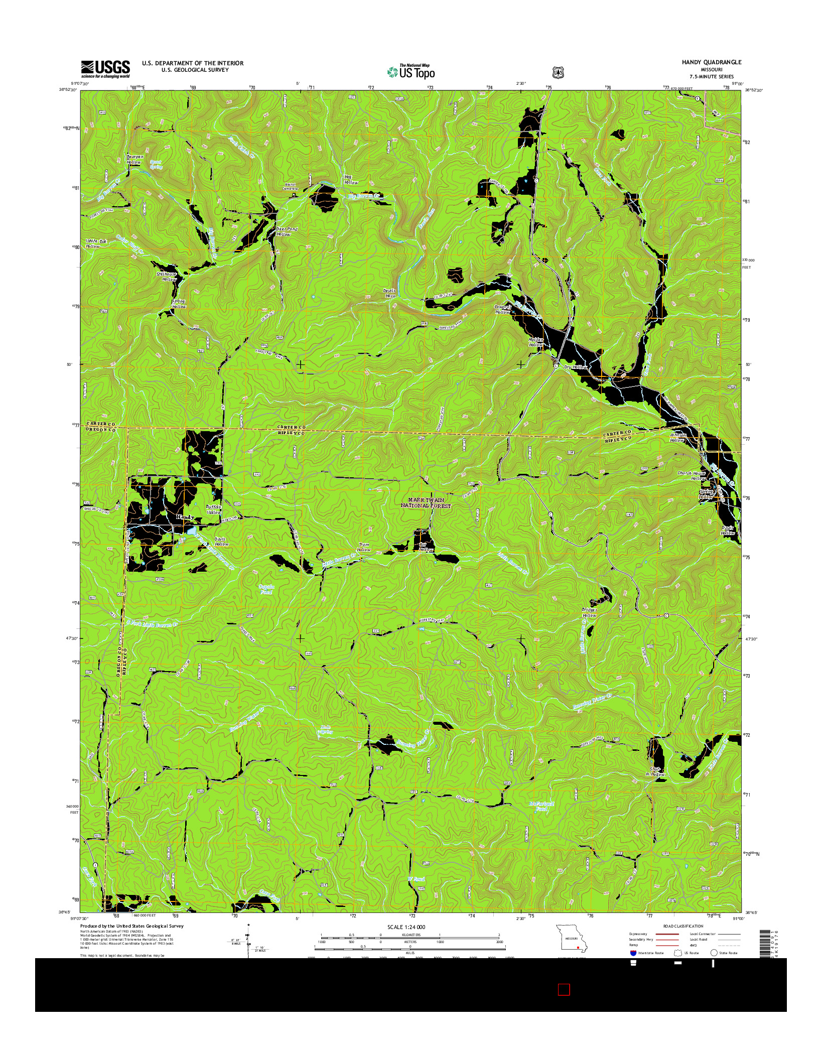 USGS US TOPO 7.5-MINUTE MAP FOR HANDY, MO 2015