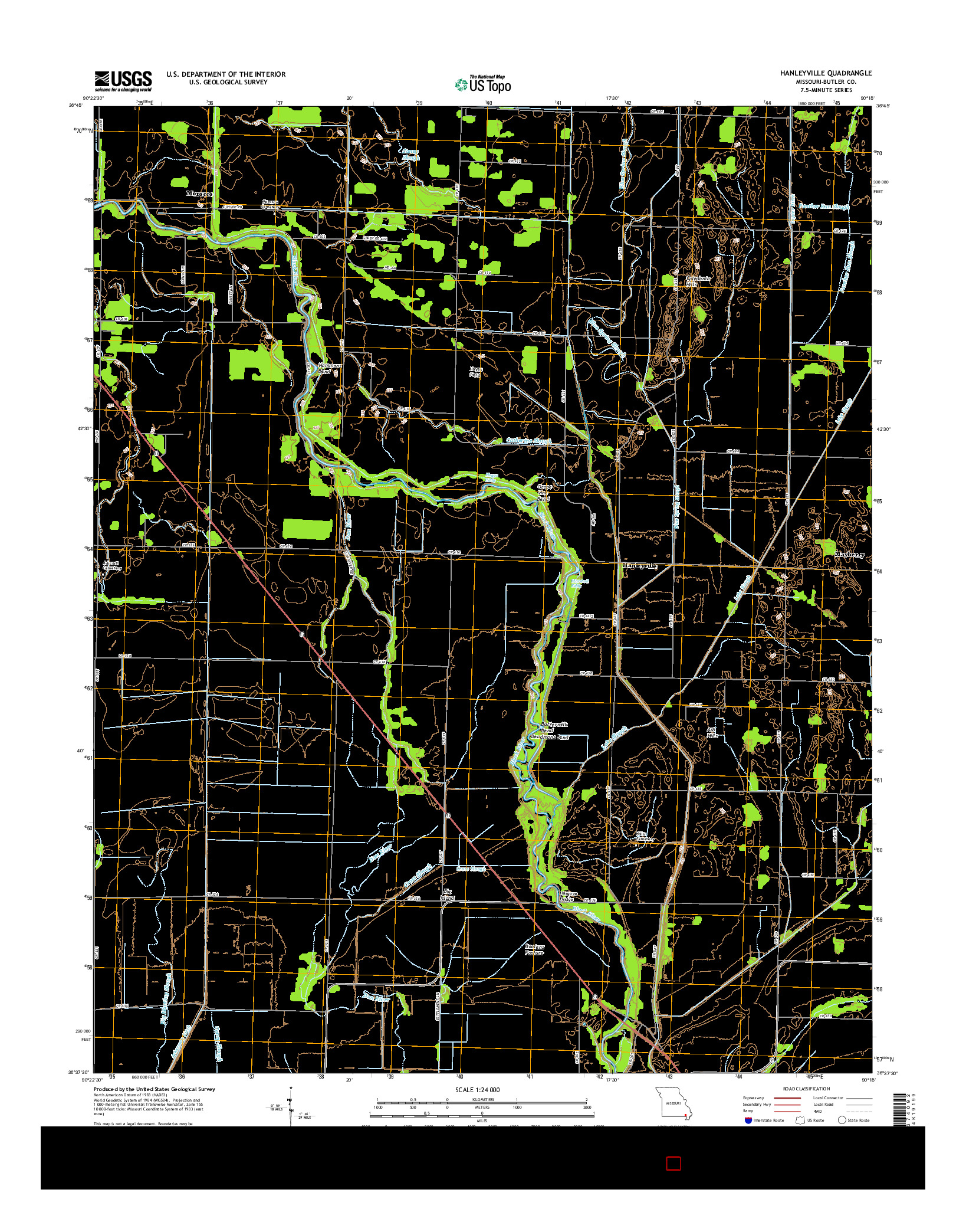 USGS US TOPO 7.5-MINUTE MAP FOR HANLEYVILLE, MO 2015