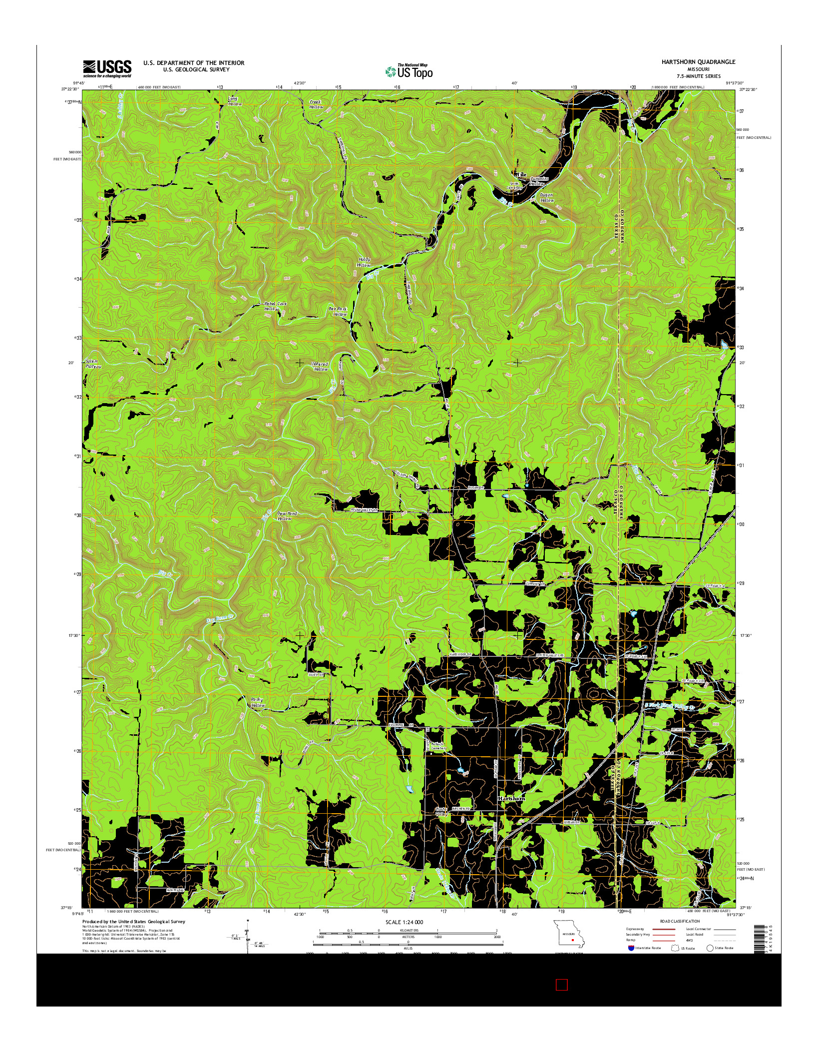 USGS US TOPO 7.5-MINUTE MAP FOR HARTSHORN, MO 2015