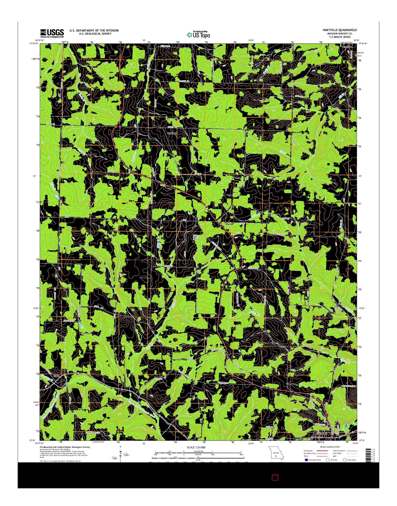 USGS US TOPO 7.5-MINUTE MAP FOR HARTVILLE, MO 2015