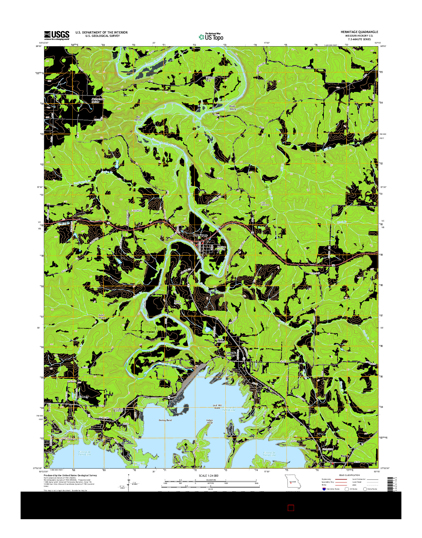 USGS US TOPO 7.5-MINUTE MAP FOR HERMITAGE, MO 2015