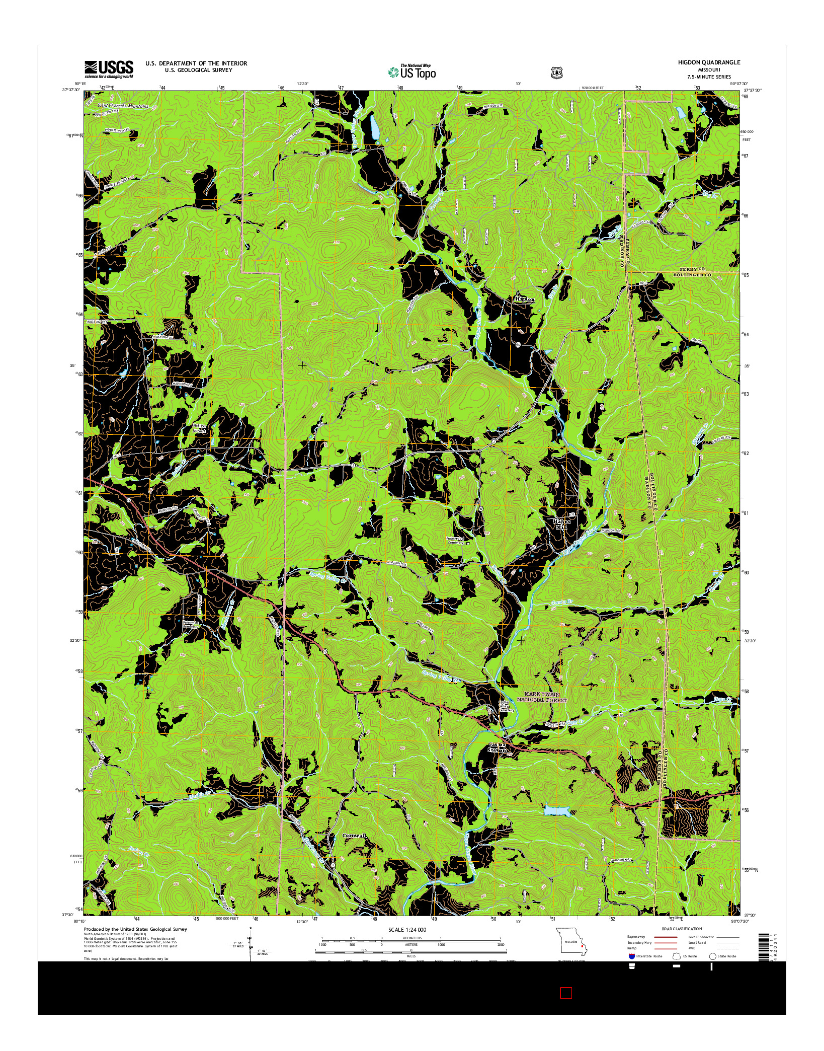 USGS US TOPO 7.5-MINUTE MAP FOR HIGDON, MO 2015