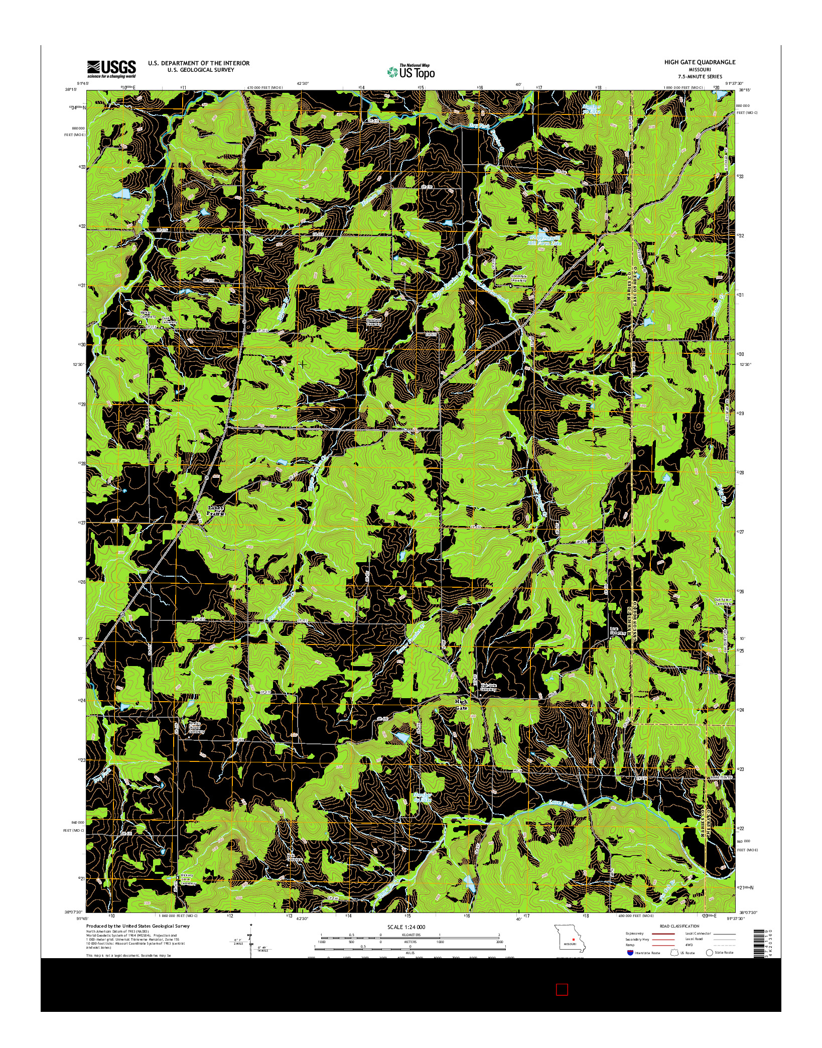 USGS US TOPO 7.5-MINUTE MAP FOR HIGH GATE, MO 2015