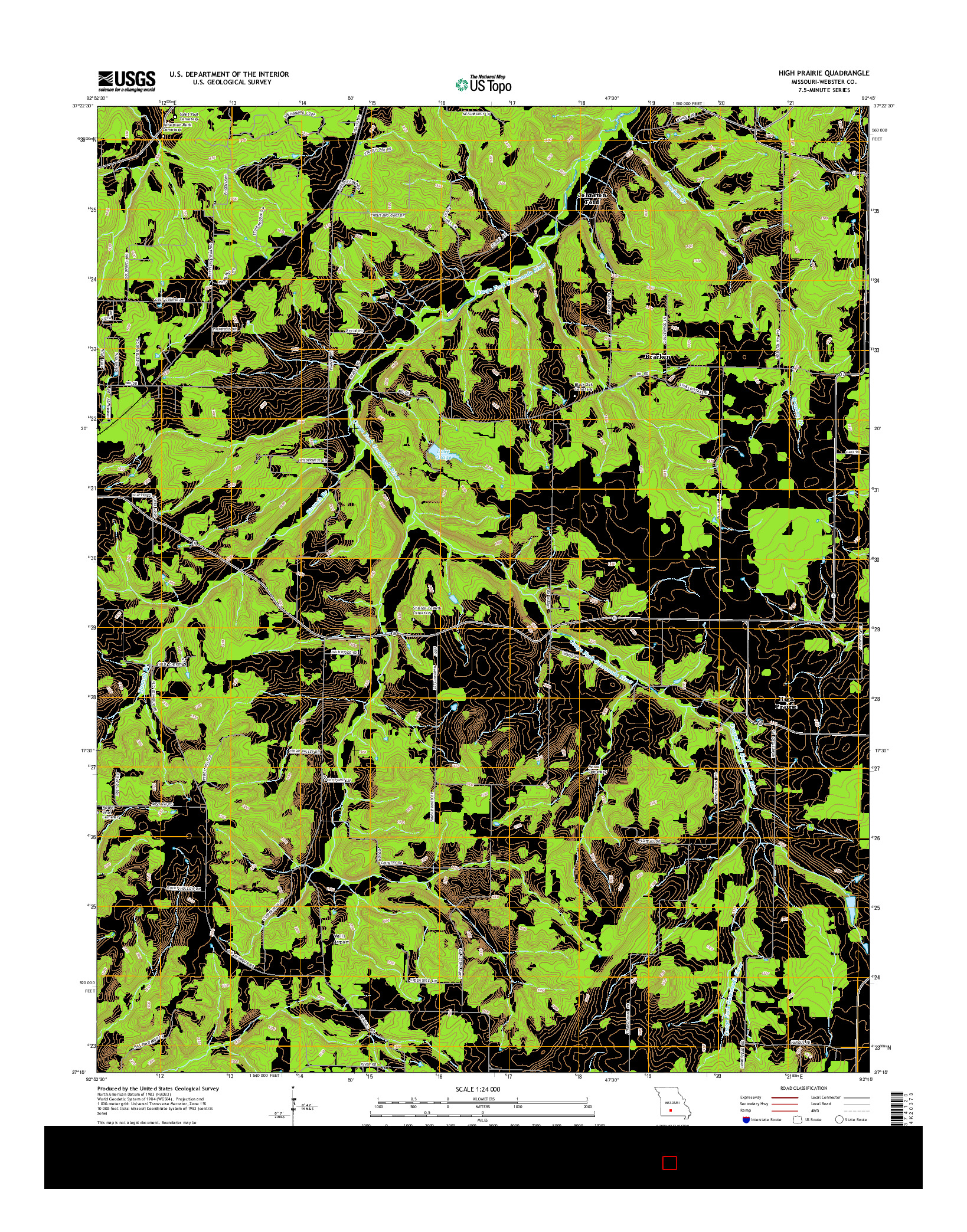 USGS US TOPO 7.5-MINUTE MAP FOR HIGH PRAIRIE, MO 2015