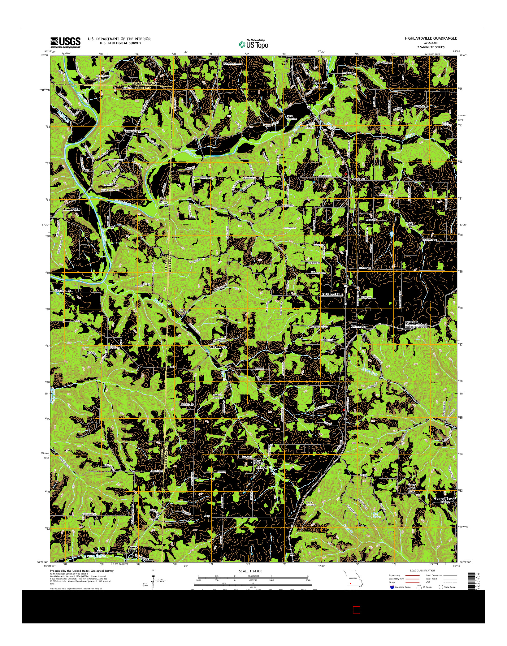 USGS US TOPO 7.5-MINUTE MAP FOR HIGHLANDVILLE, MO 2015