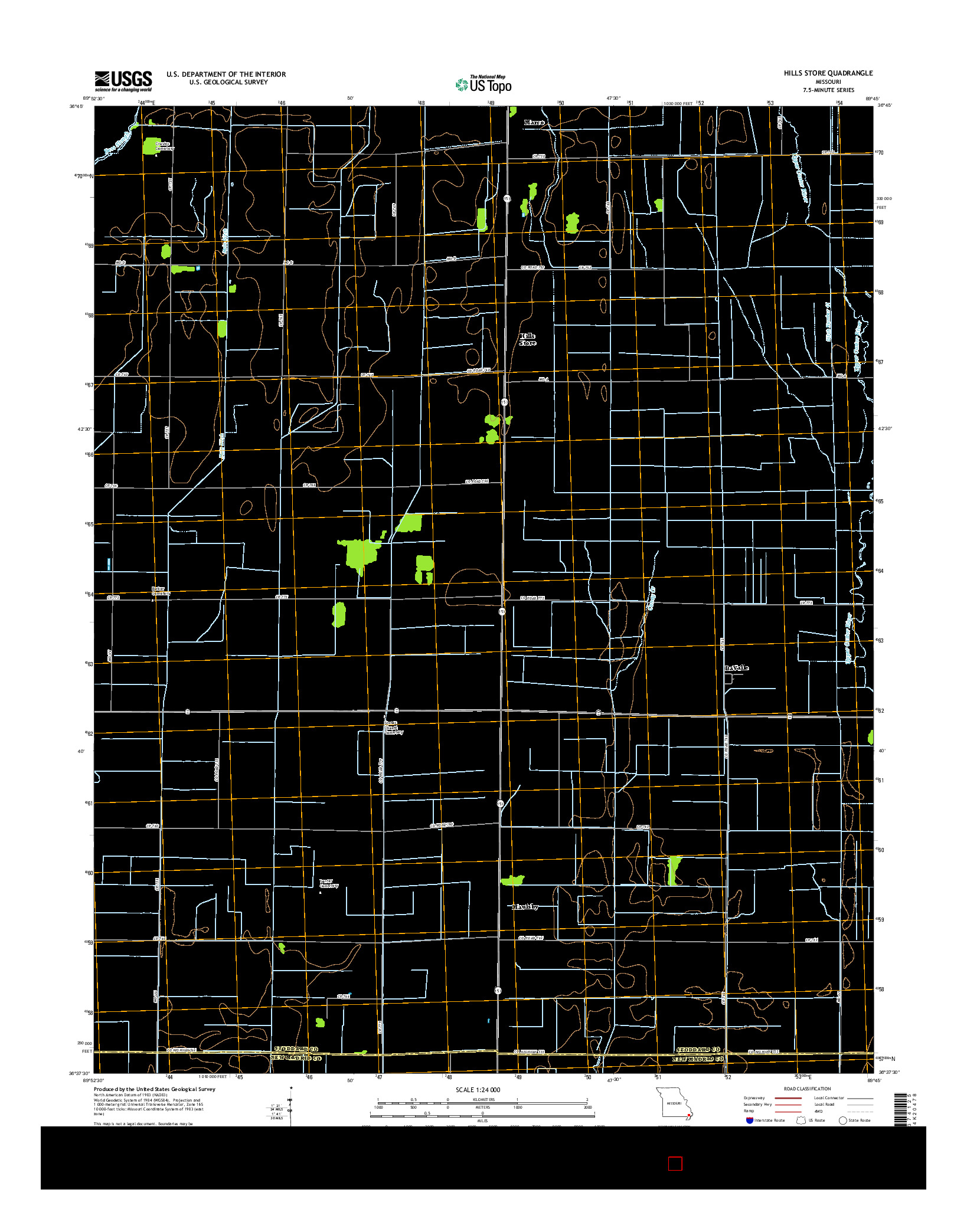 USGS US TOPO 7.5-MINUTE MAP FOR HILLS STORE, MO 2015