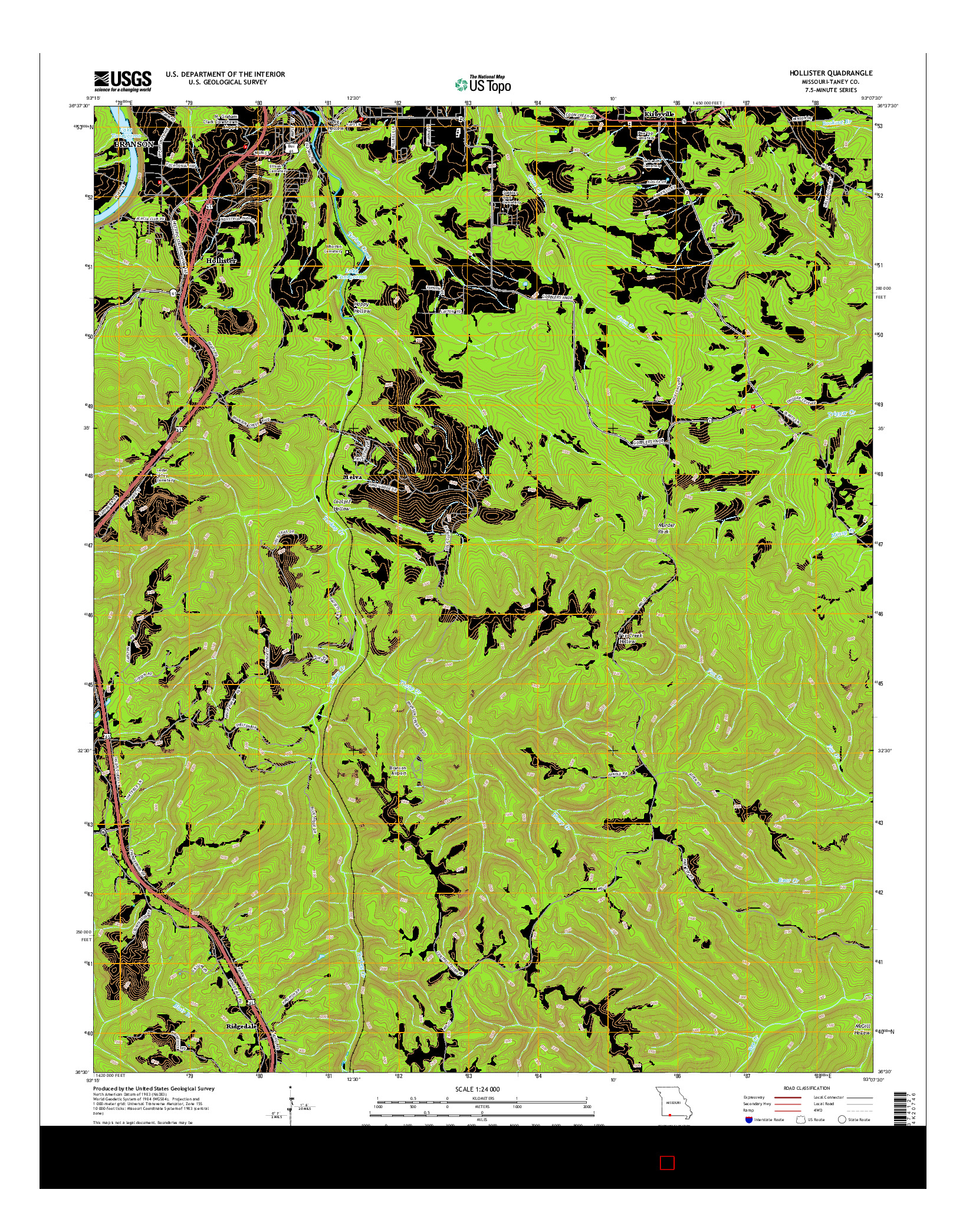 USGS US TOPO 7.5-MINUTE MAP FOR HOLLISTER, MO 2015