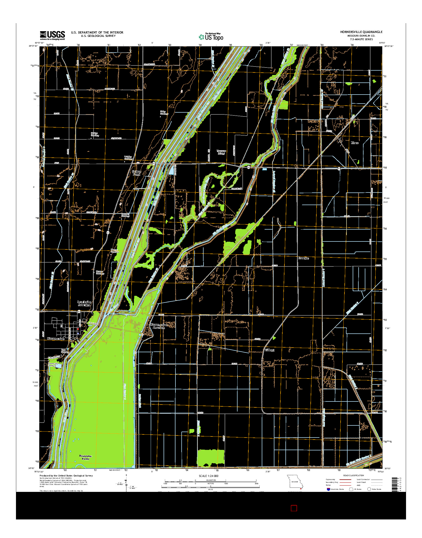 USGS US TOPO 7.5-MINUTE MAP FOR HORNERSVILLE, MO 2015