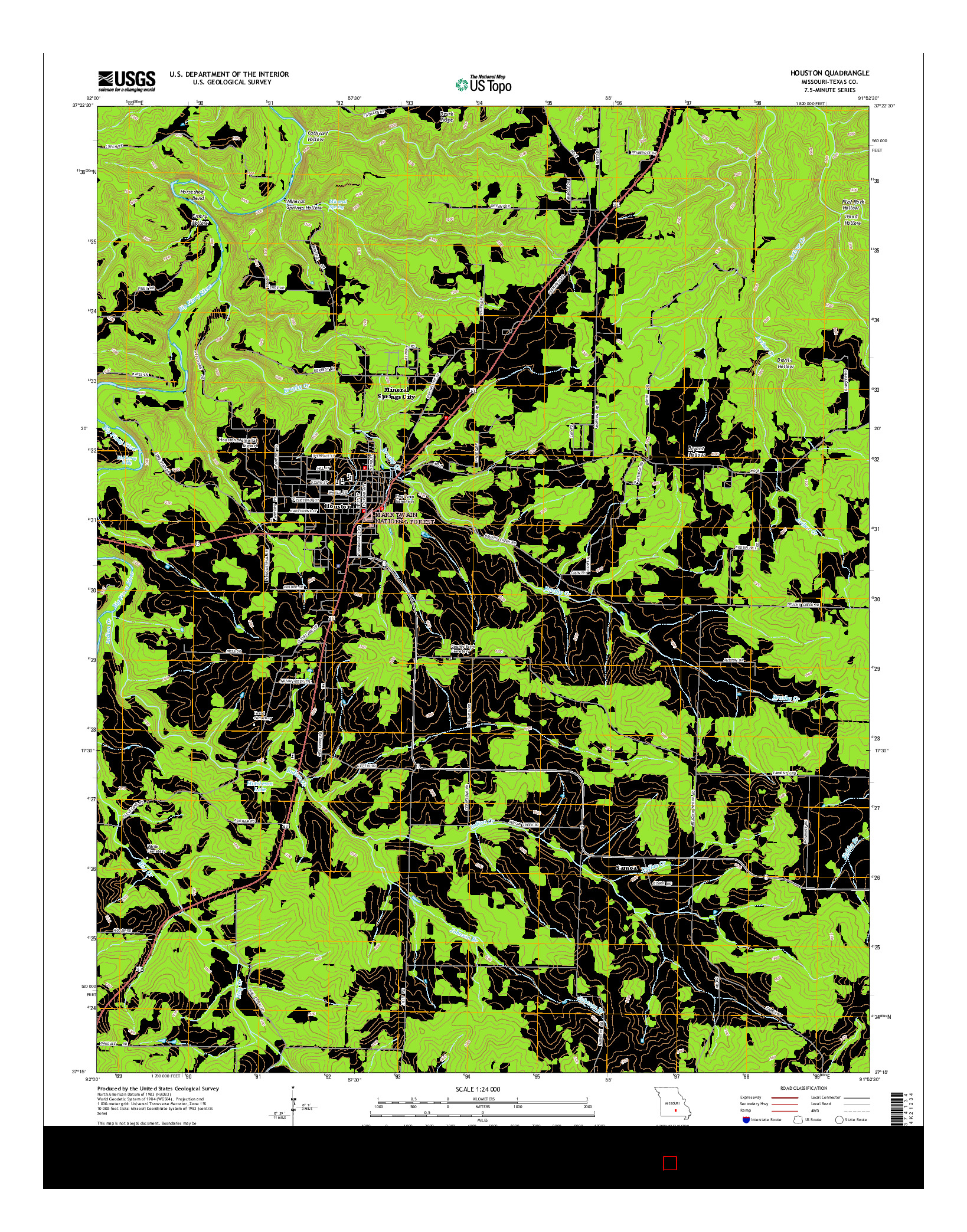 USGS US TOPO 7.5-MINUTE MAP FOR HOUSTON, MO 2015