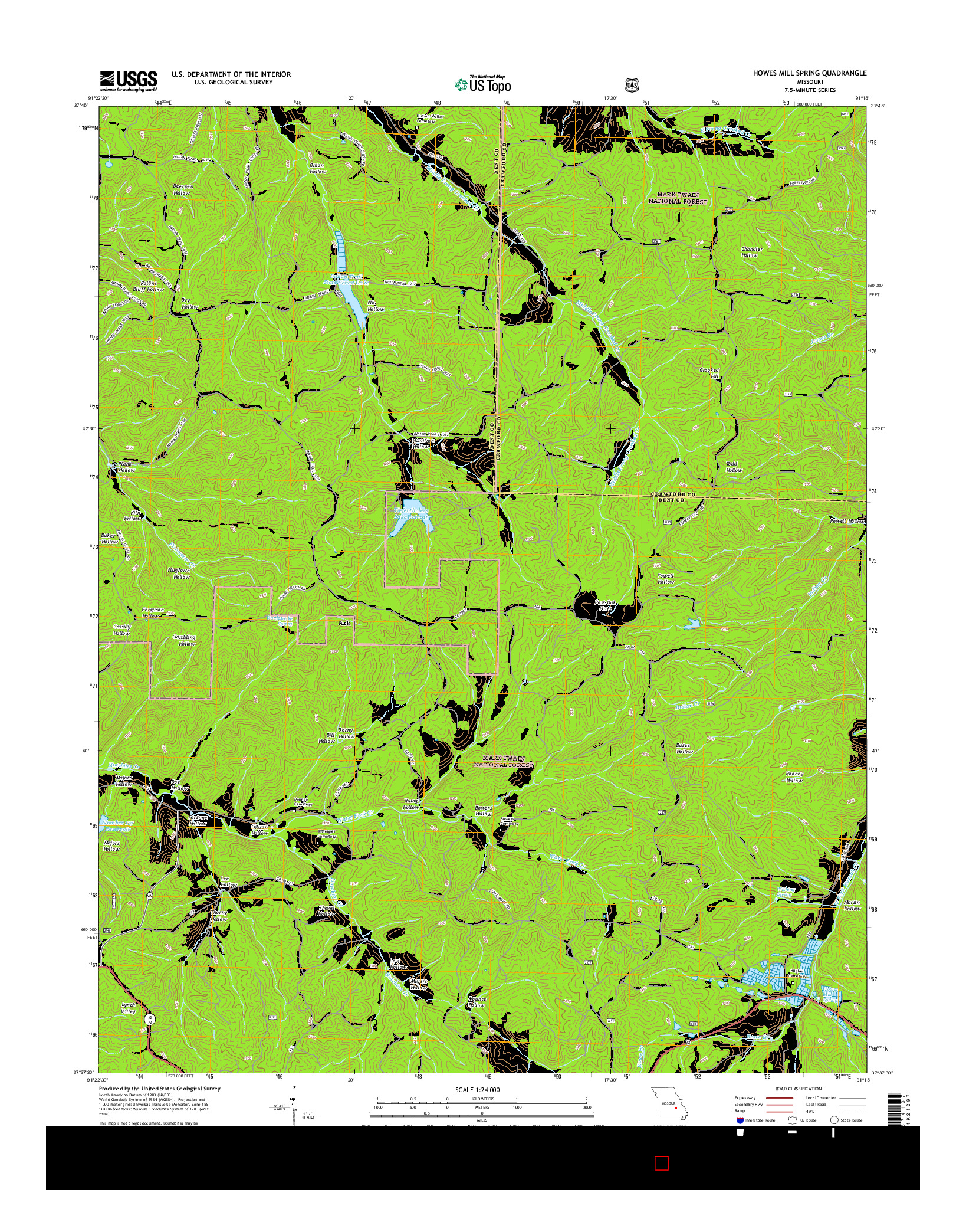 USGS US TOPO 7.5-MINUTE MAP FOR HOWES MILL SPRING, MO 2015