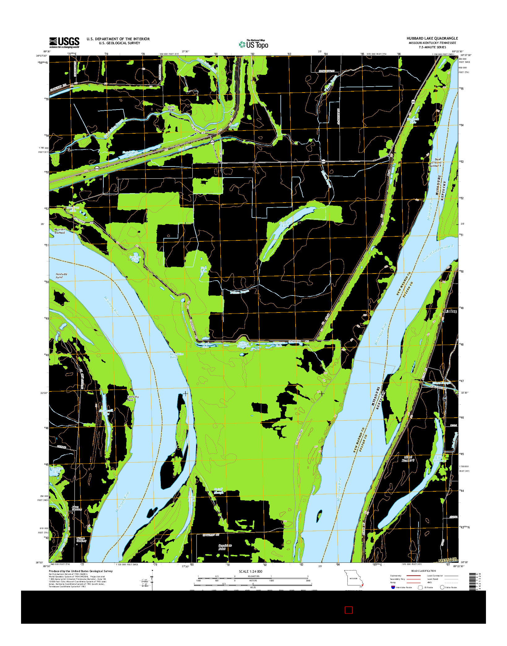 USGS US TOPO 7.5-MINUTE MAP FOR HUBBARD LAKE, MO-KY-TN 2015