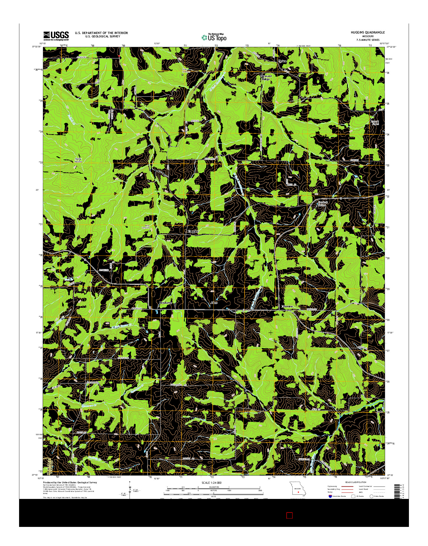 USGS US TOPO 7.5-MINUTE MAP FOR HUGGINS, MO 2015