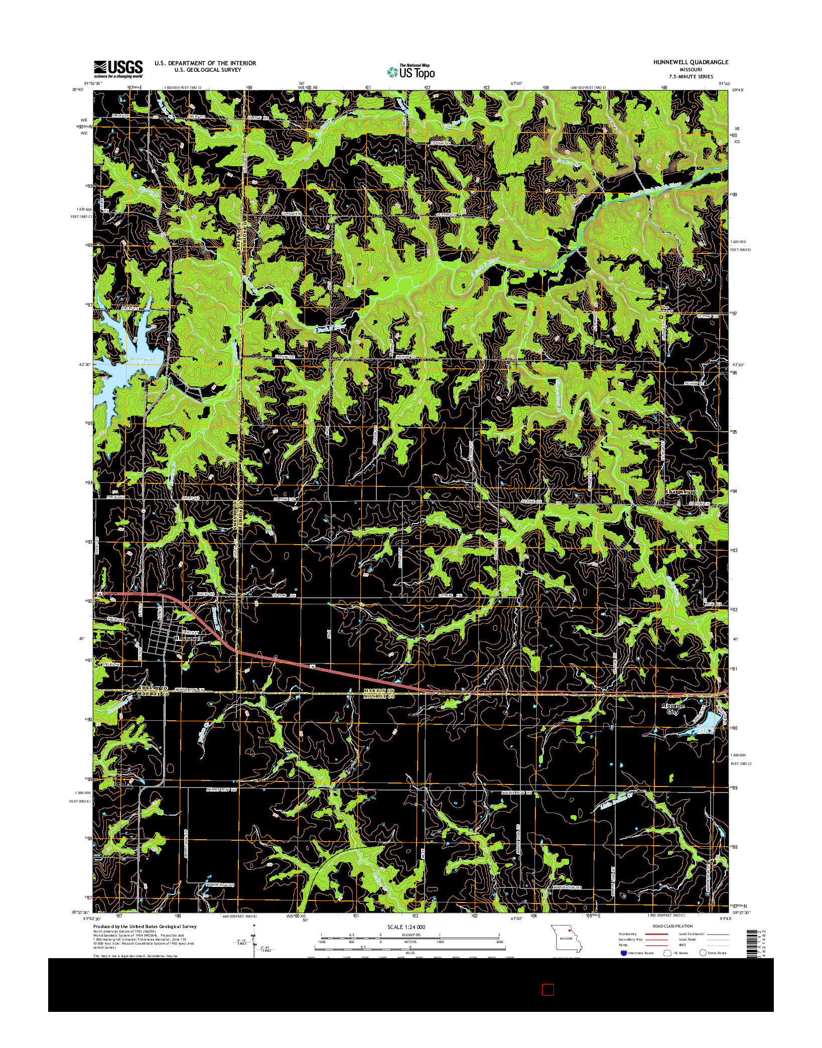 USGS US TOPO 7.5-MINUTE MAP FOR HUNNEWELL, MO 2015