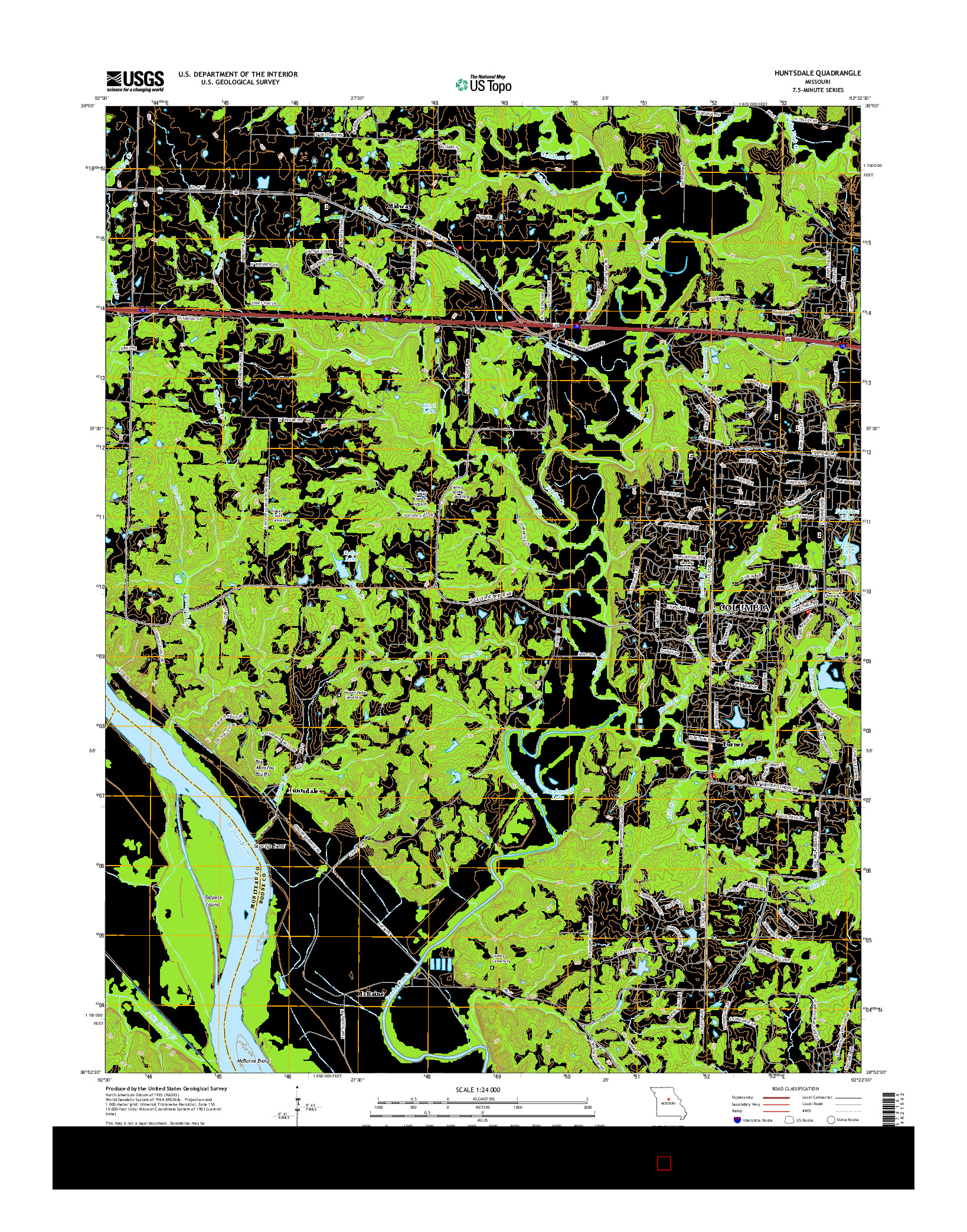USGS US TOPO 7.5-MINUTE MAP FOR HUNTSDALE, MO 2015