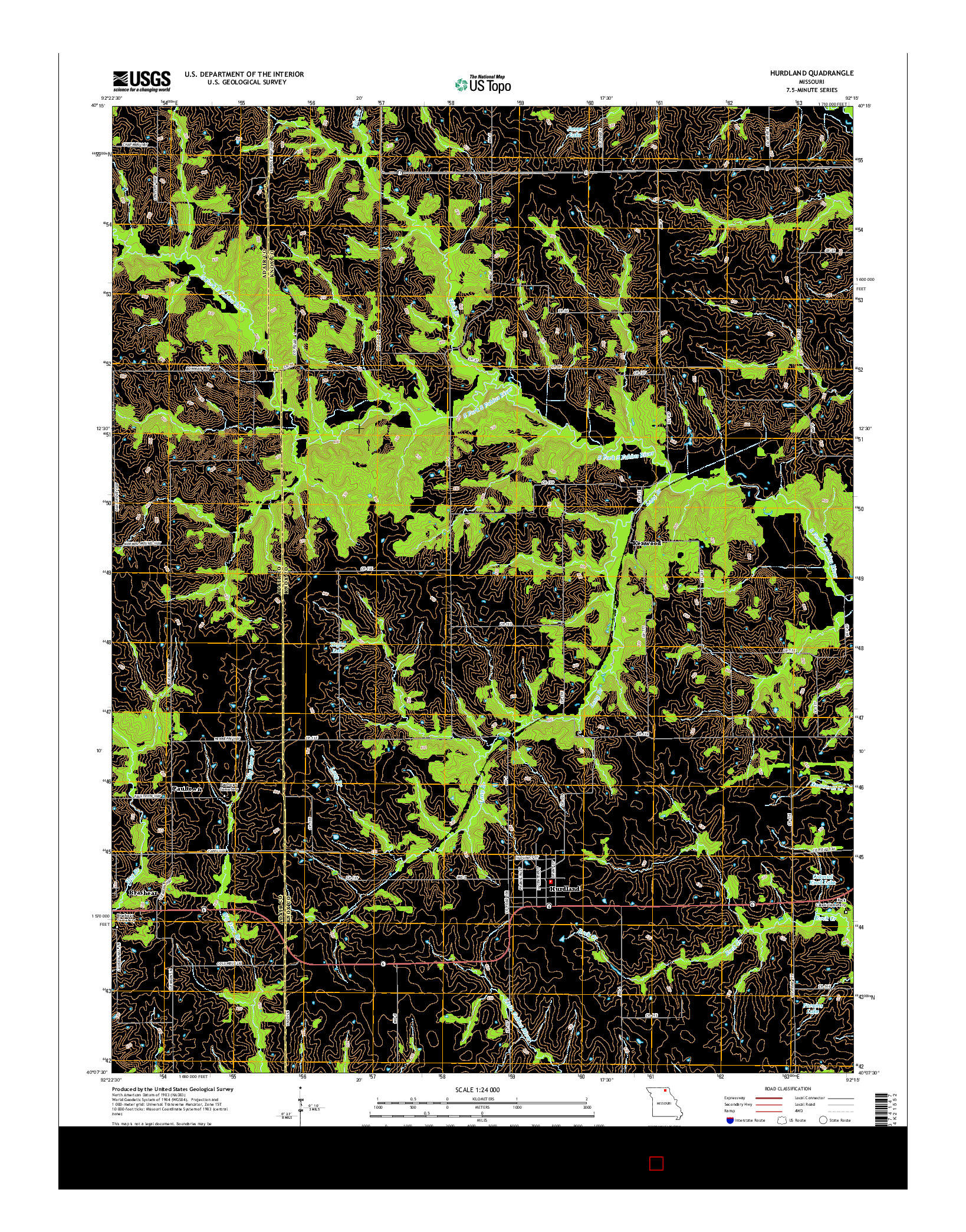 USGS US TOPO 7.5-MINUTE MAP FOR HURDLAND, MO 2015