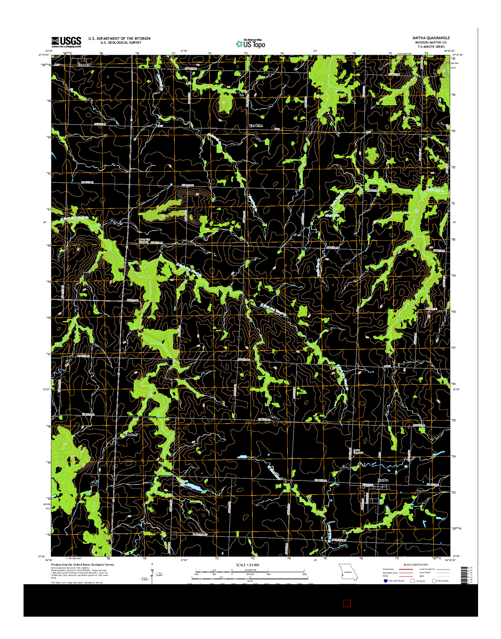 USGS US TOPO 7.5-MINUTE MAP FOR IANTHA, MO 2015