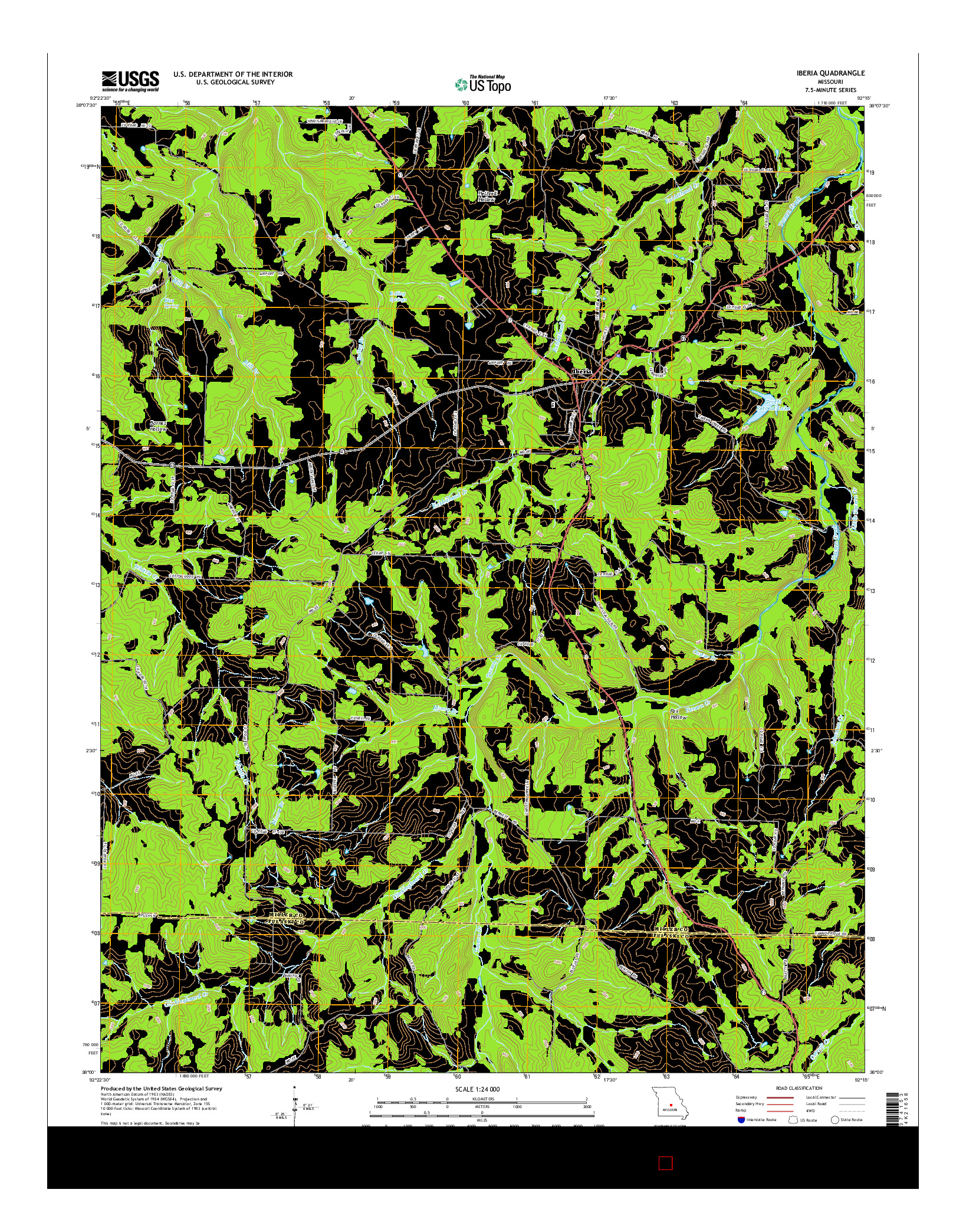 USGS US TOPO 7.5-MINUTE MAP FOR IBERIA, MO 2015