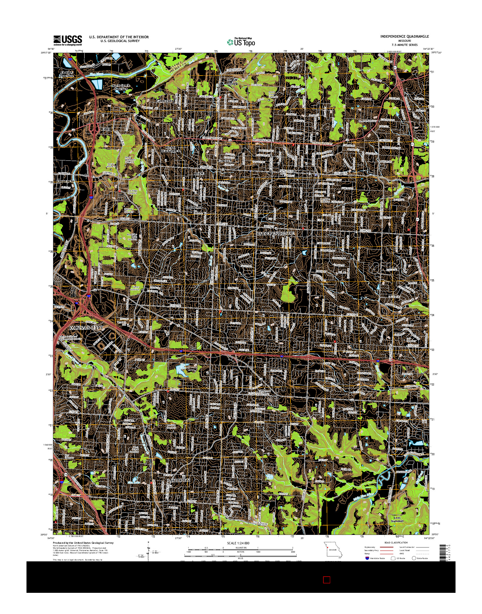 USGS US TOPO 7.5-MINUTE MAP FOR INDEPENDENCE, MO 2015