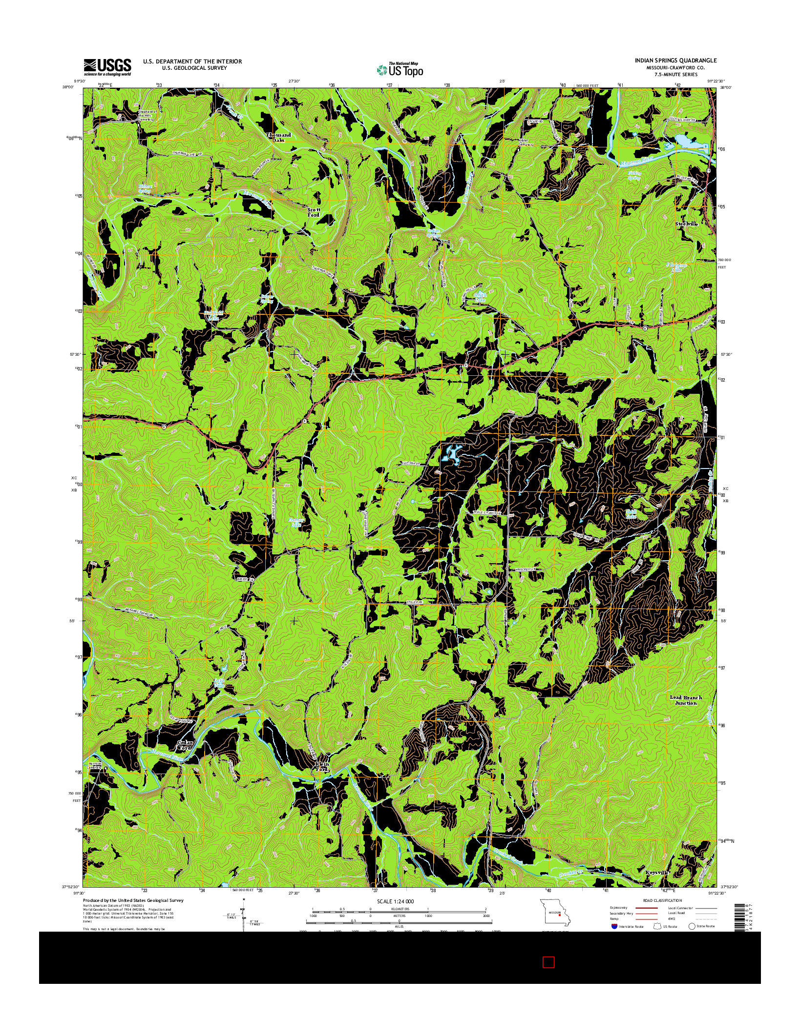 USGS US TOPO 7.5-MINUTE MAP FOR INDIAN SPRINGS, MO 2015