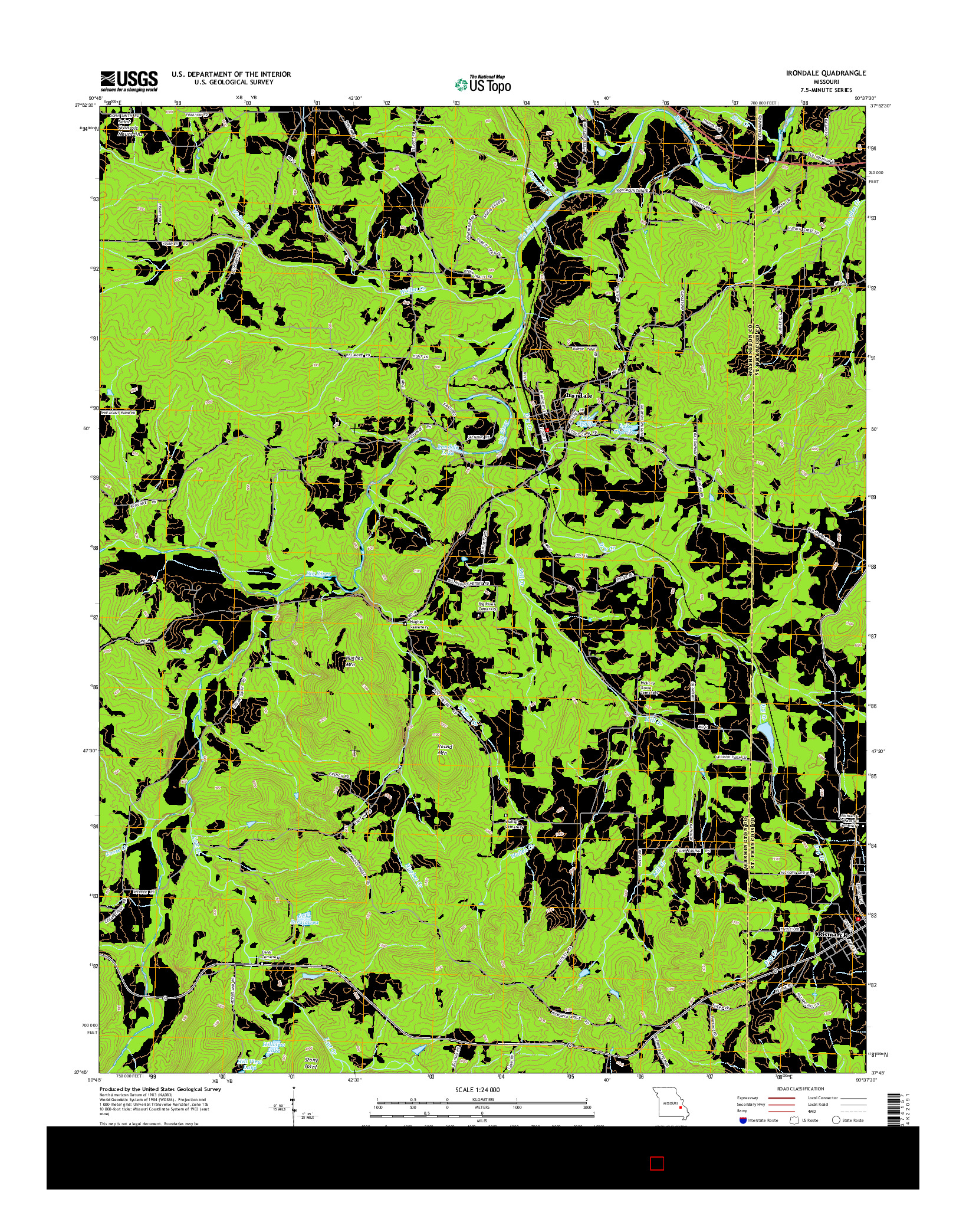 USGS US TOPO 7.5-MINUTE MAP FOR IRONDALE, MO 2015