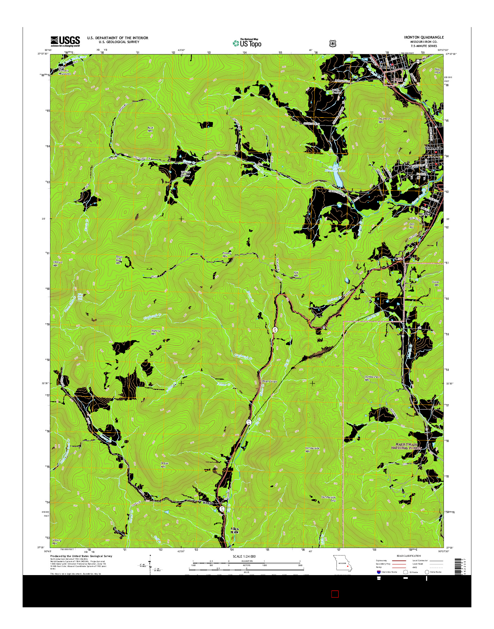 USGS US TOPO 7.5-MINUTE MAP FOR IRONTON, MO 2015