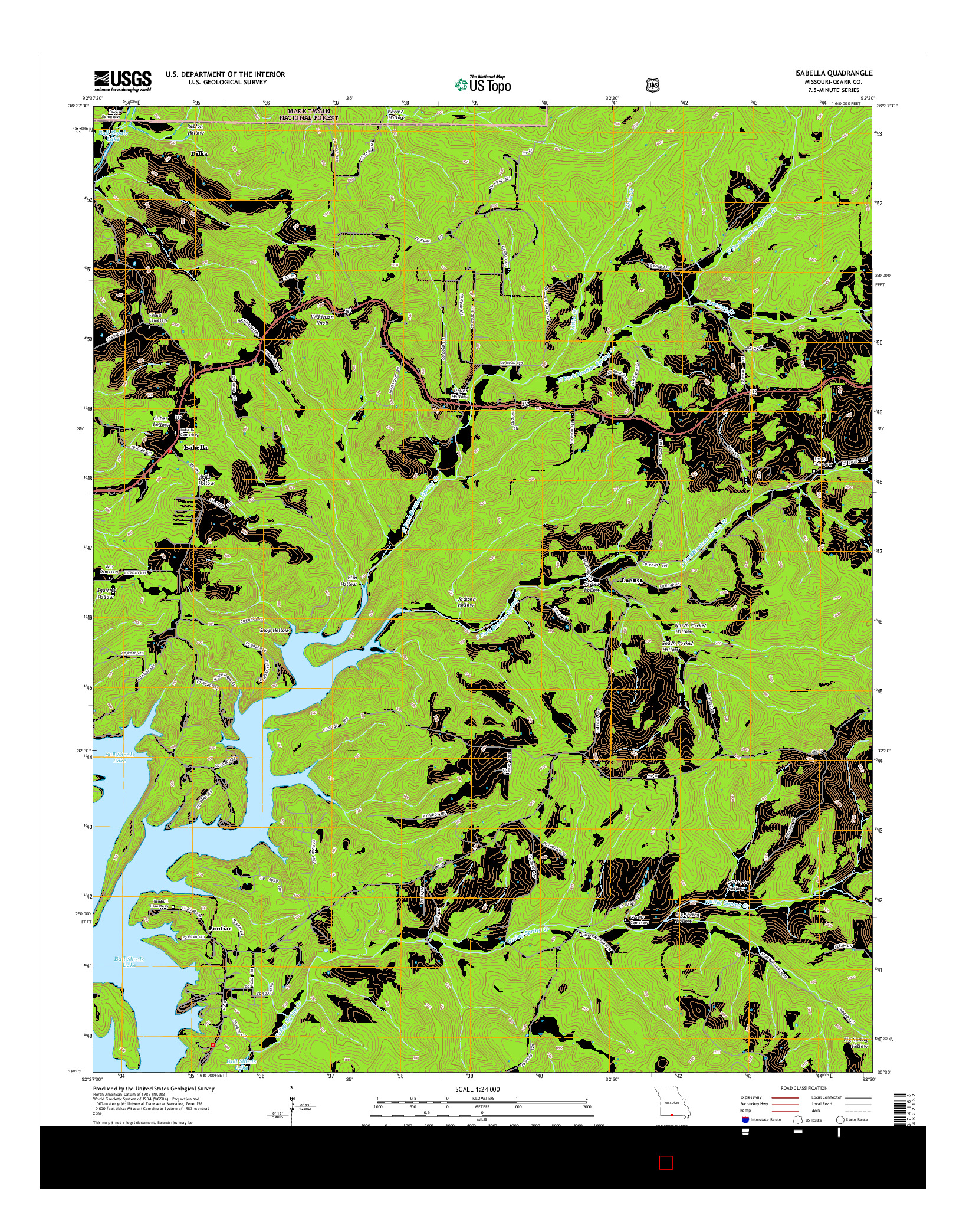 USGS US TOPO 7.5-MINUTE MAP FOR ISABELLA, MO 2015