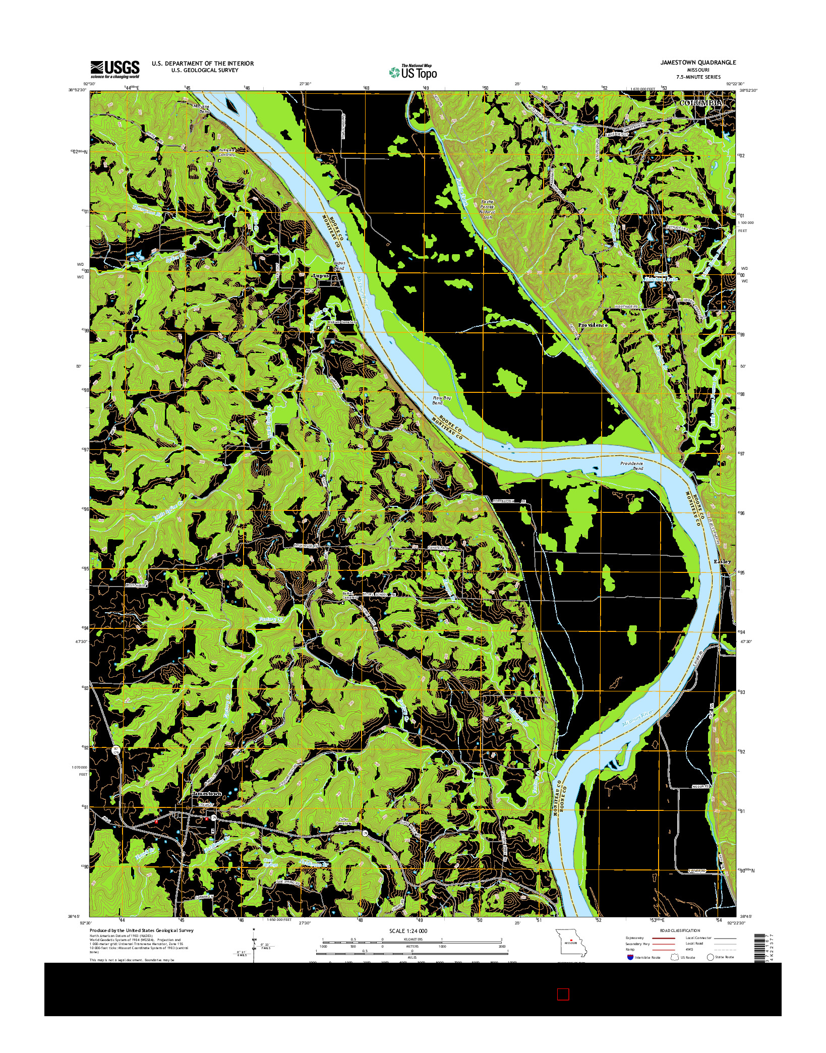 USGS US TOPO 7.5-MINUTE MAP FOR JAMESTOWN, MO 2015