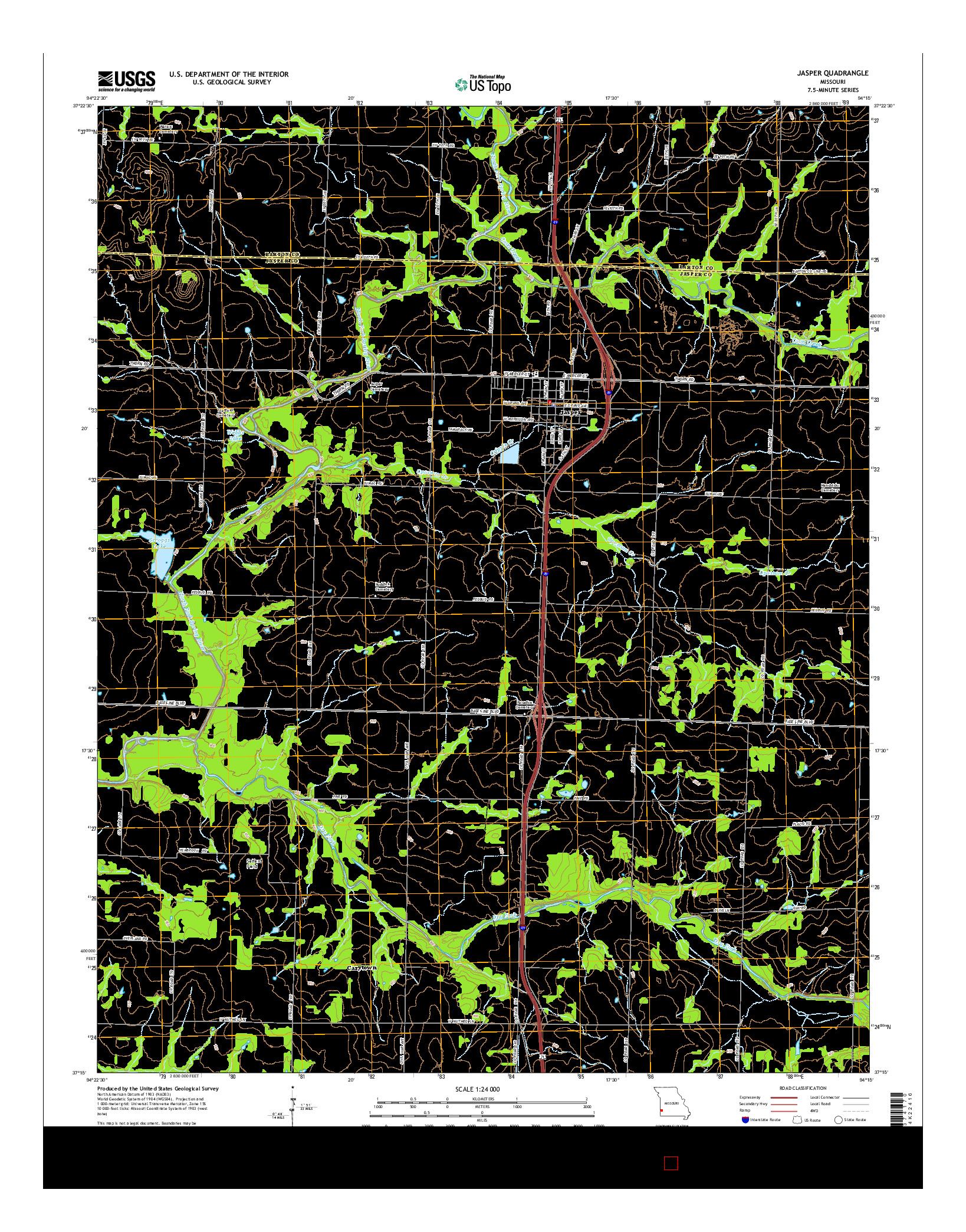 USGS US TOPO 7.5-MINUTE MAP FOR JASPER, MO 2015