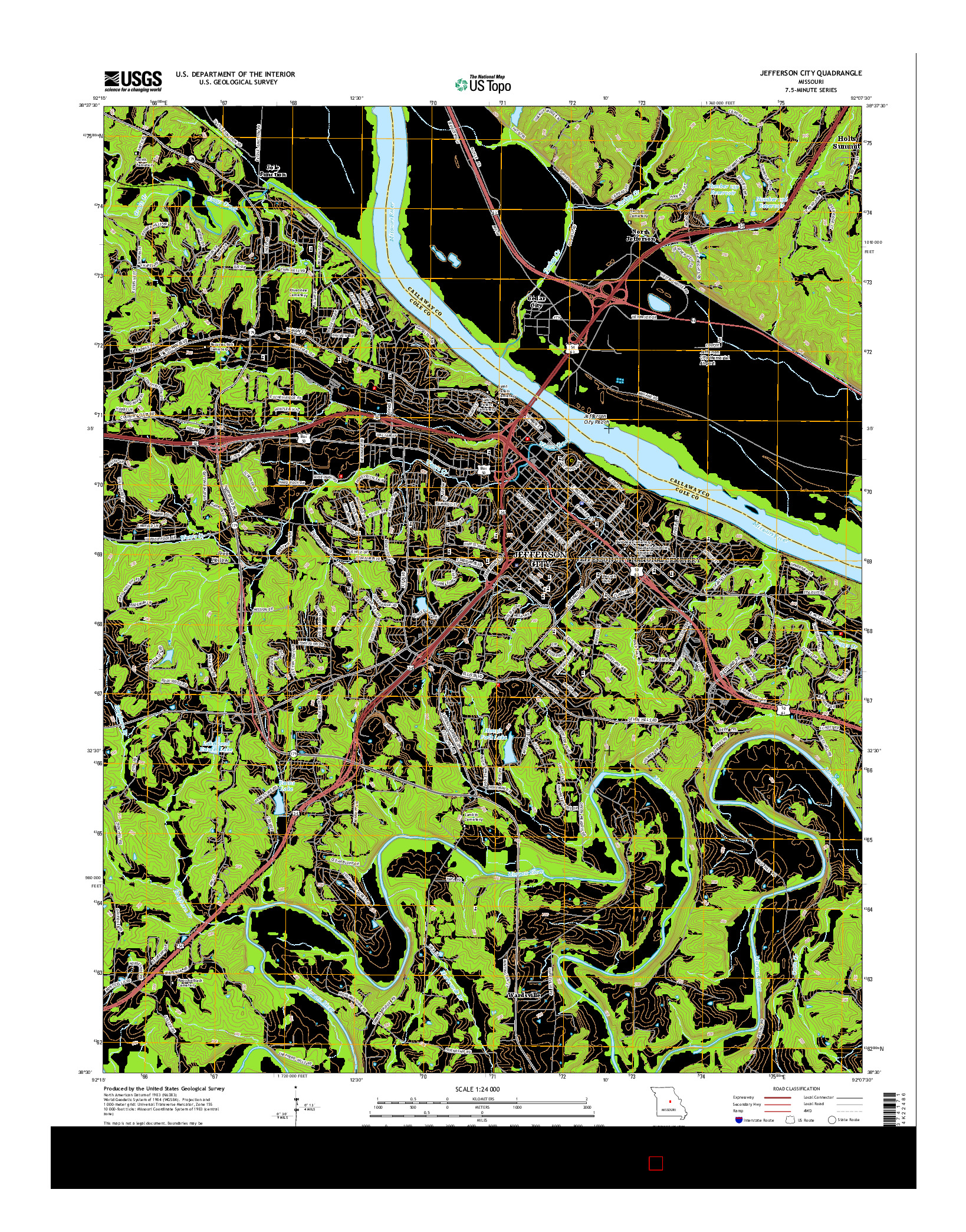 USGS US TOPO 7.5-MINUTE MAP FOR JEFFERSON CITY, MO 2015
