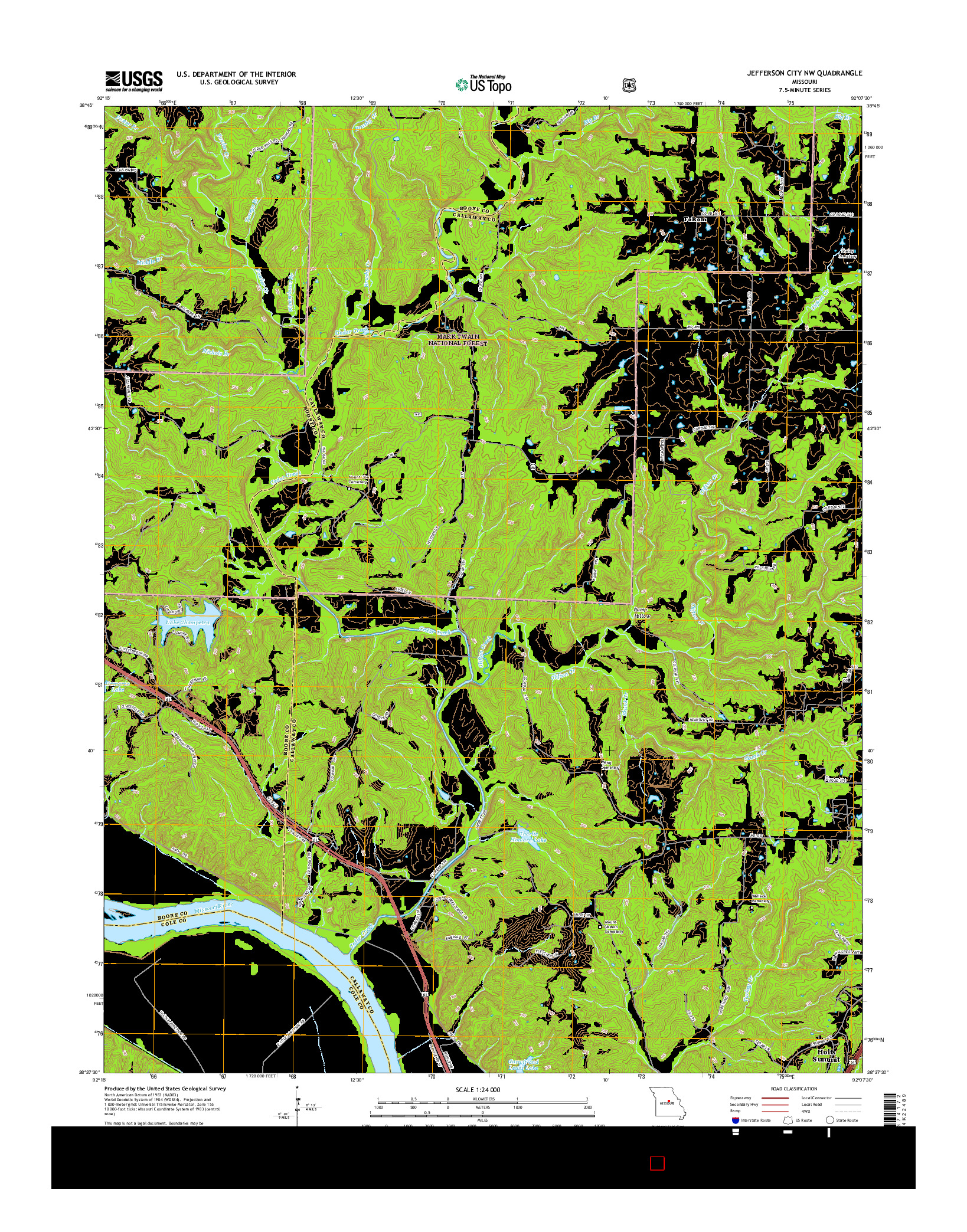 USGS US TOPO 7.5-MINUTE MAP FOR JEFFERSON CITY NW, MO 2015