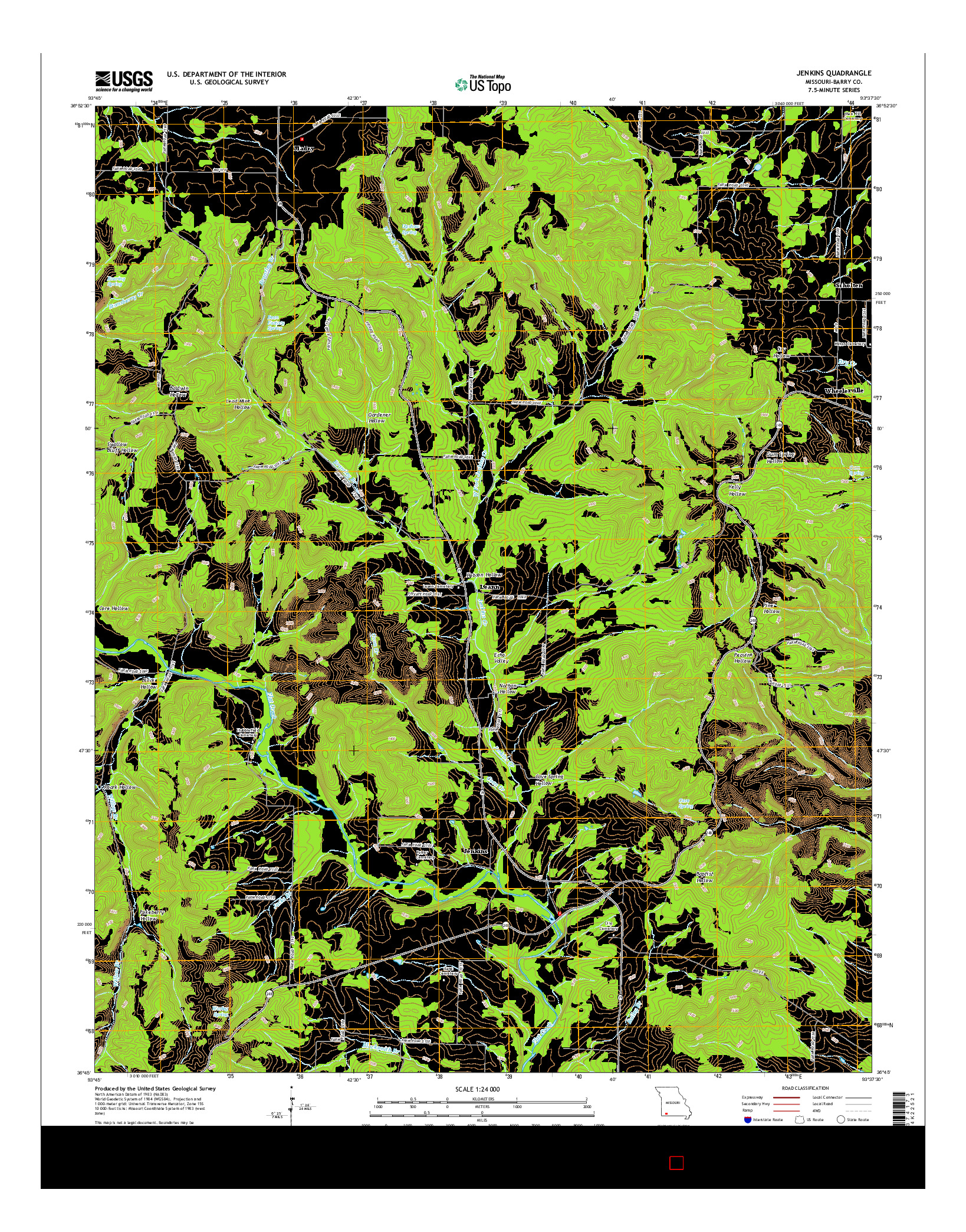 USGS US TOPO 7.5-MINUTE MAP FOR JENKINS, MO 2015