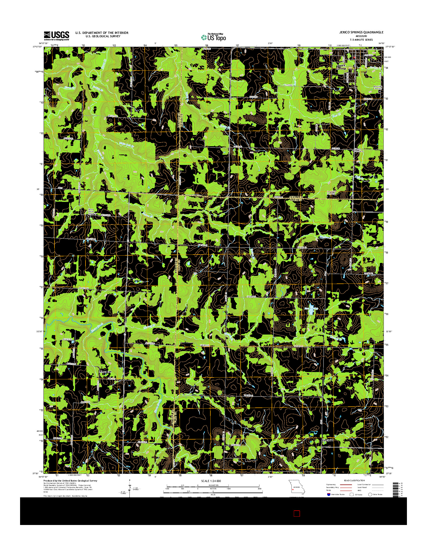 USGS US TOPO 7.5-MINUTE MAP FOR JERICO SPRINGS, MO 2015