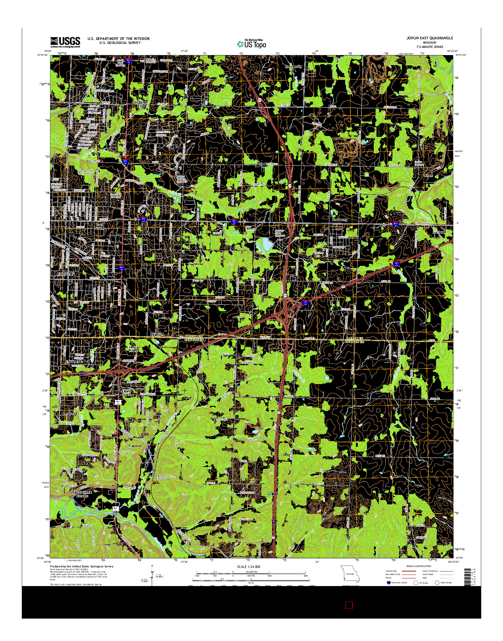 USGS US TOPO 7.5-MINUTE MAP FOR JOPLIN EAST, MO 2015