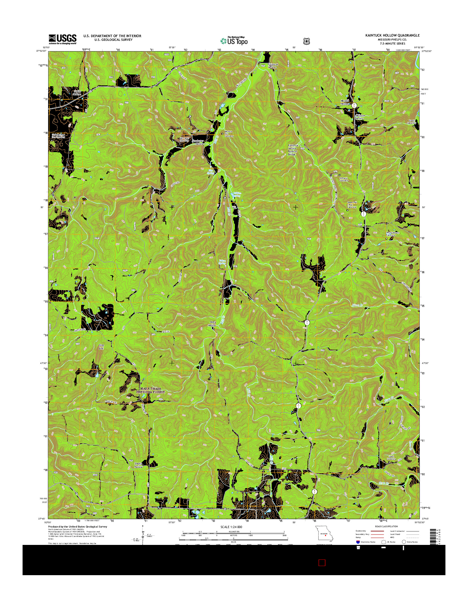 USGS US TOPO 7.5-MINUTE MAP FOR KAINTUCK HOLLOW, MO 2015