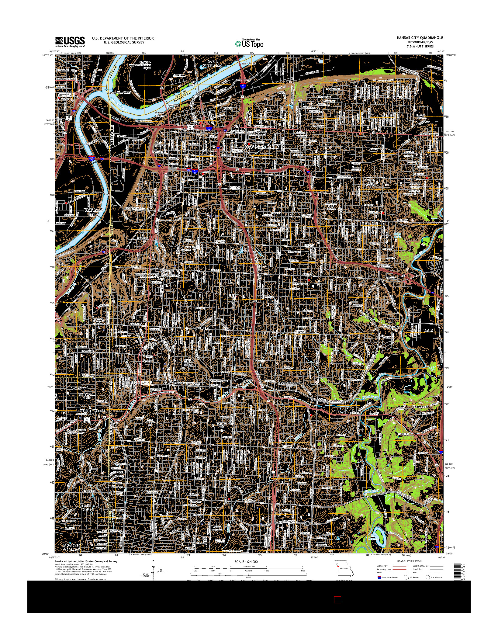 USGS US TOPO 7.5-MINUTE MAP FOR KANSAS CITY, MO-KS 2015