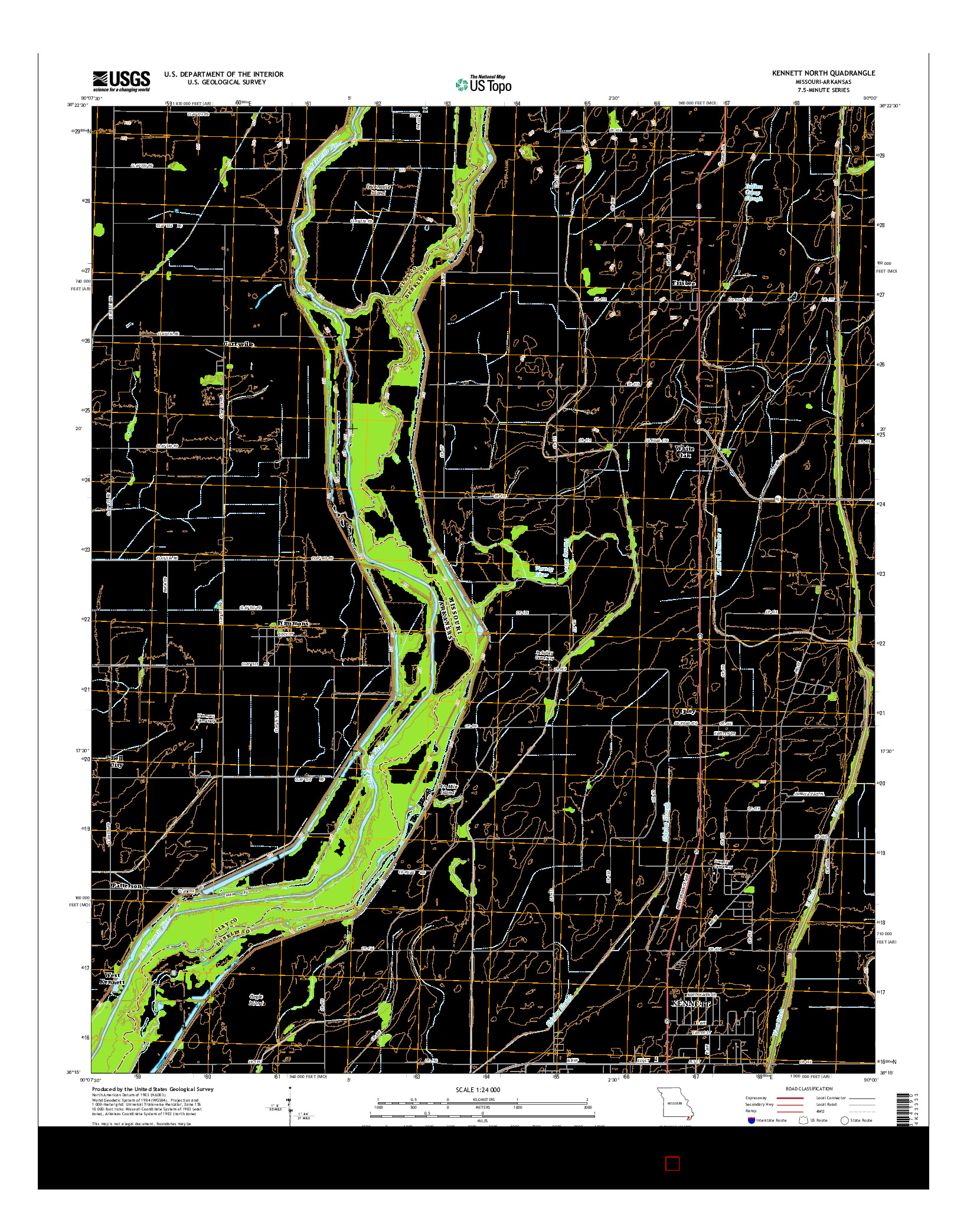 USGS US TOPO 7.5-MINUTE MAP FOR KENNETT NORTH, MO-AR 2015