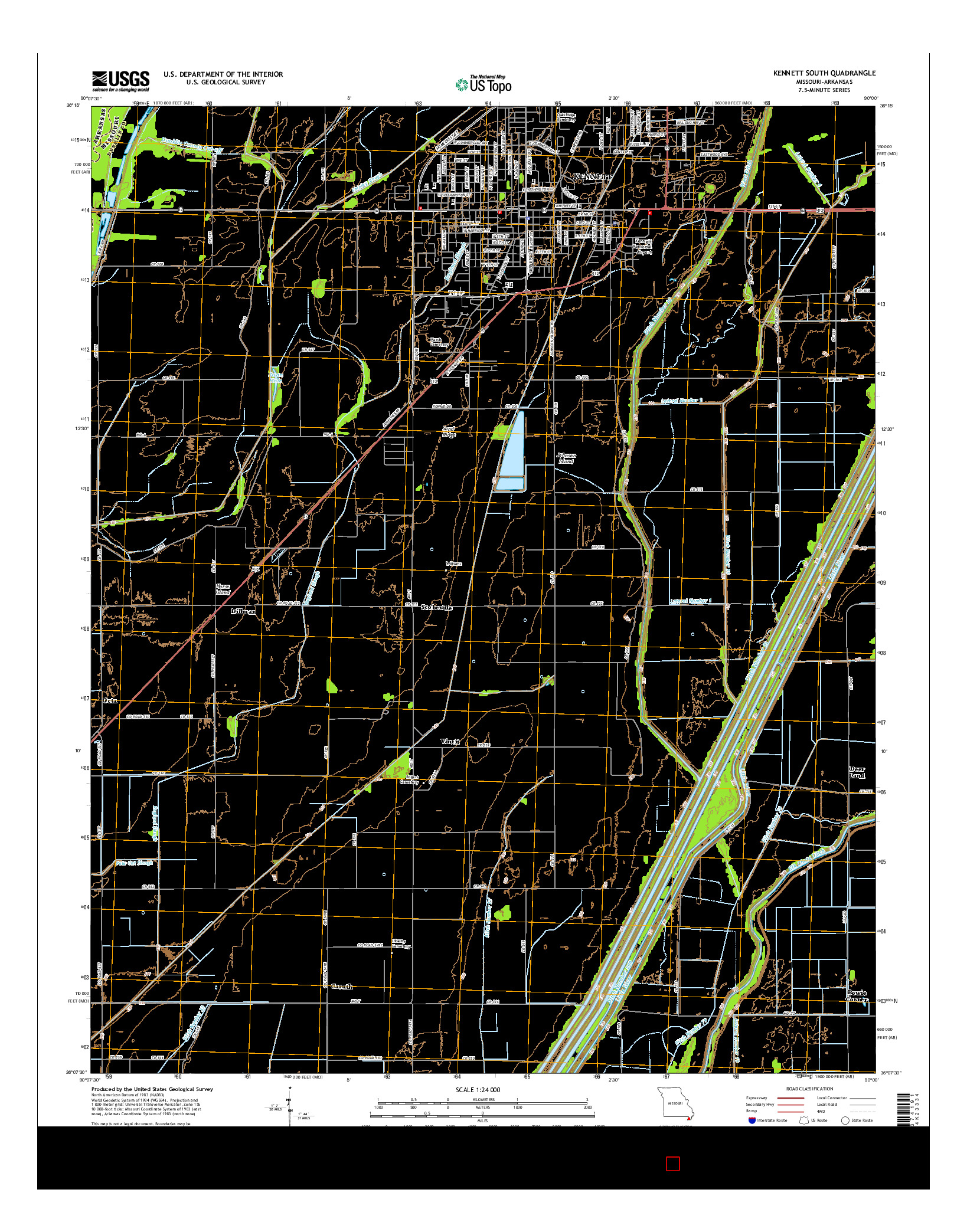 USGS US TOPO 7.5-MINUTE MAP FOR KENNETT SOUTH, MO-AR 2015