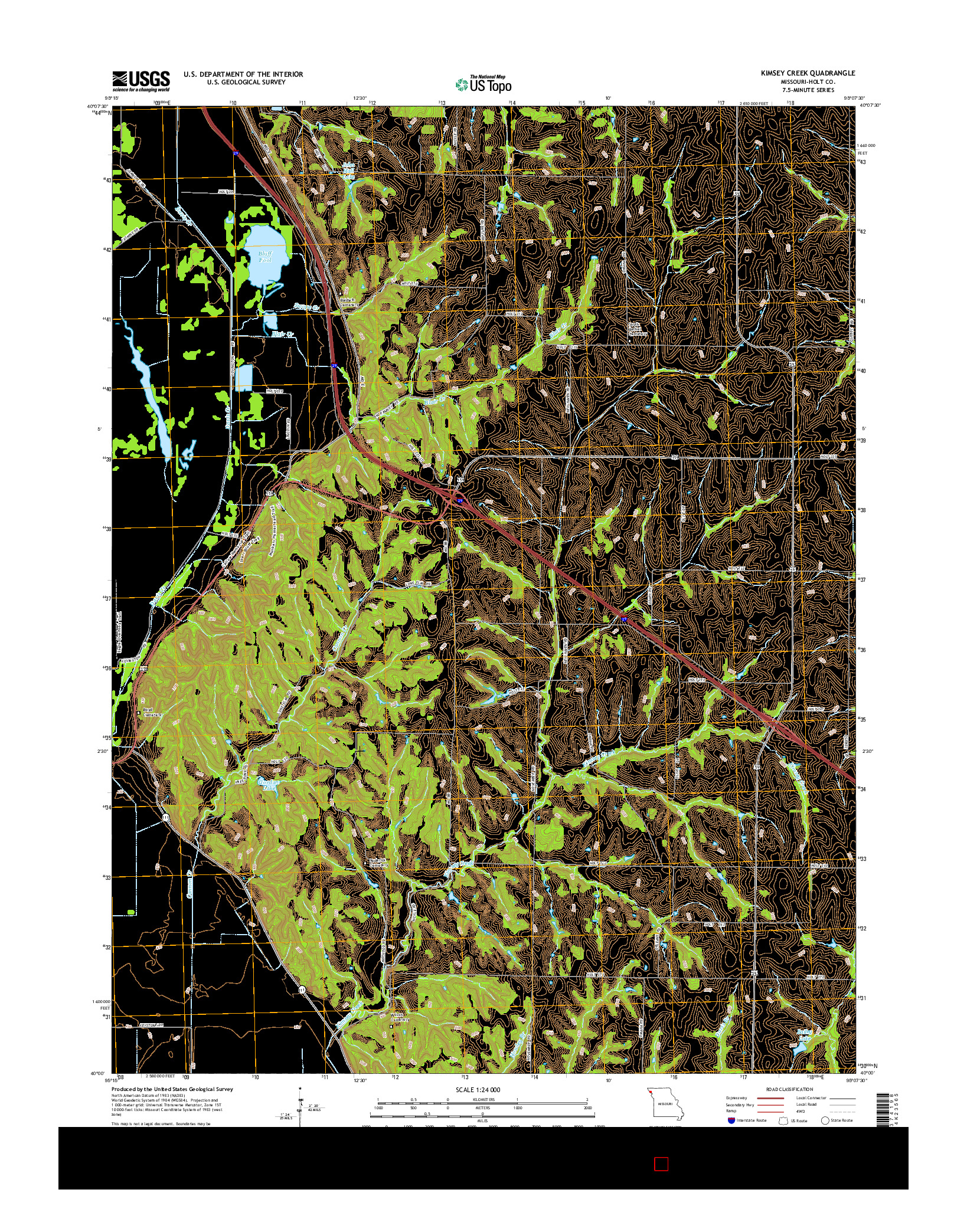 USGS US TOPO 7.5-MINUTE MAP FOR KIMSEY CREEK, MO 2015