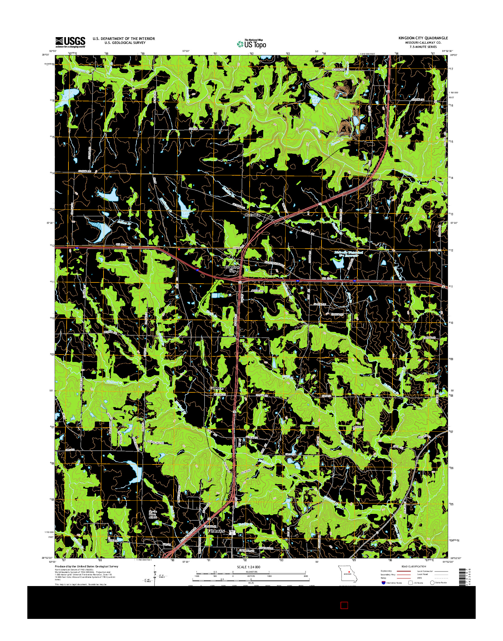 USGS US TOPO 7.5-MINUTE MAP FOR KINGDOM CITY, MO 2015