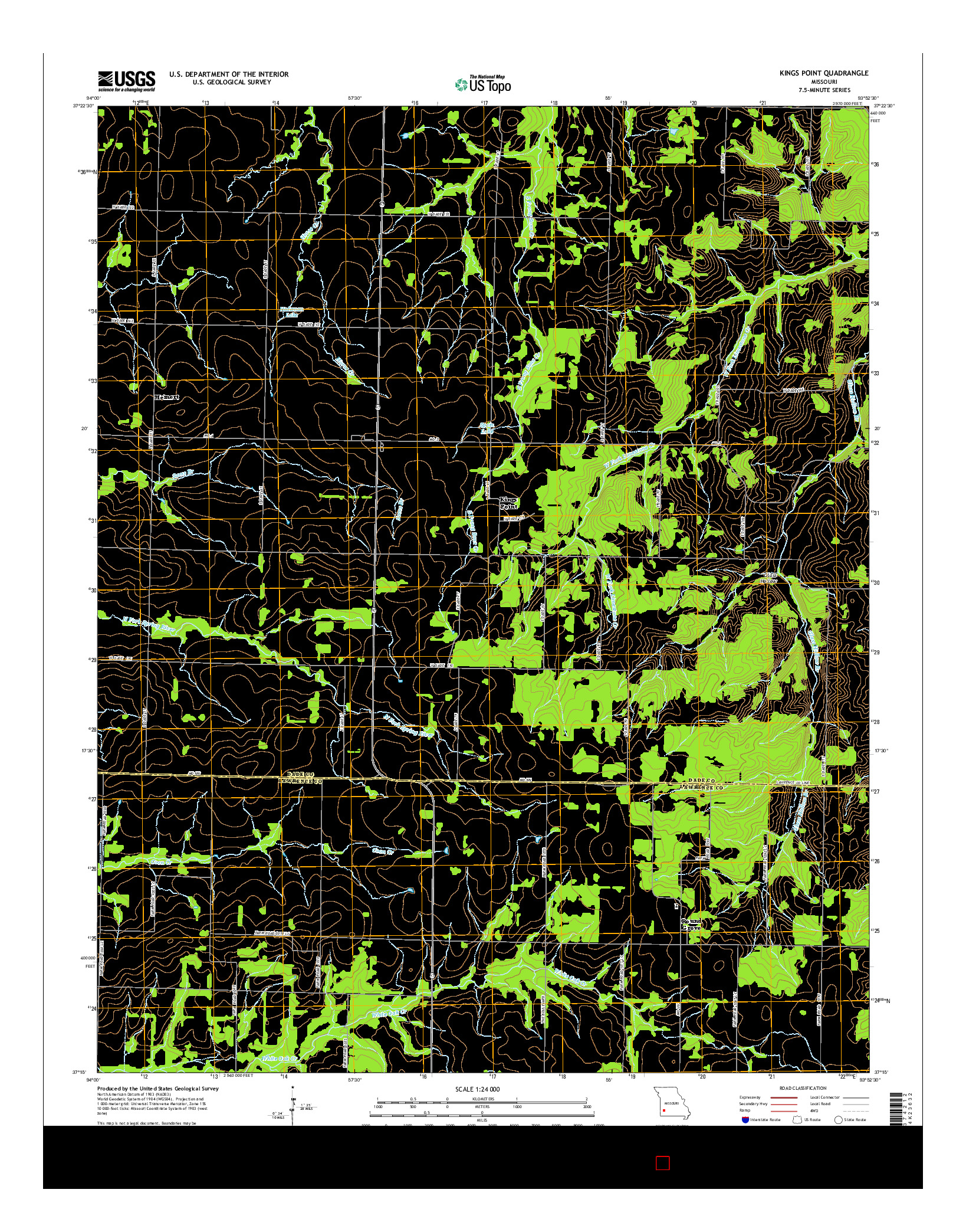 USGS US TOPO 7.5-MINUTE MAP FOR KINGS POINT, MO 2015