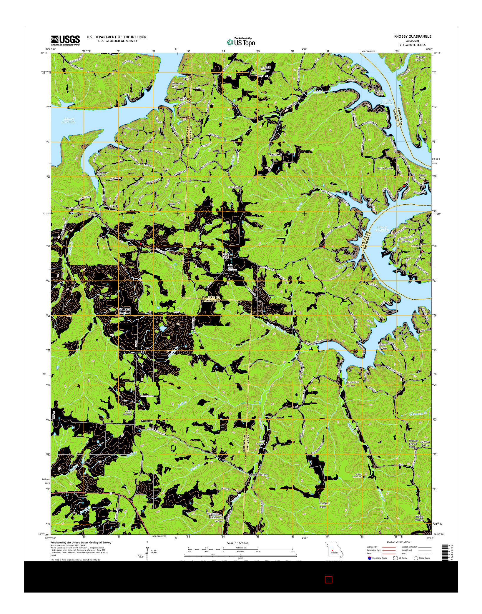 USGS US TOPO 7.5-MINUTE MAP FOR KNOBBY, MO 2015