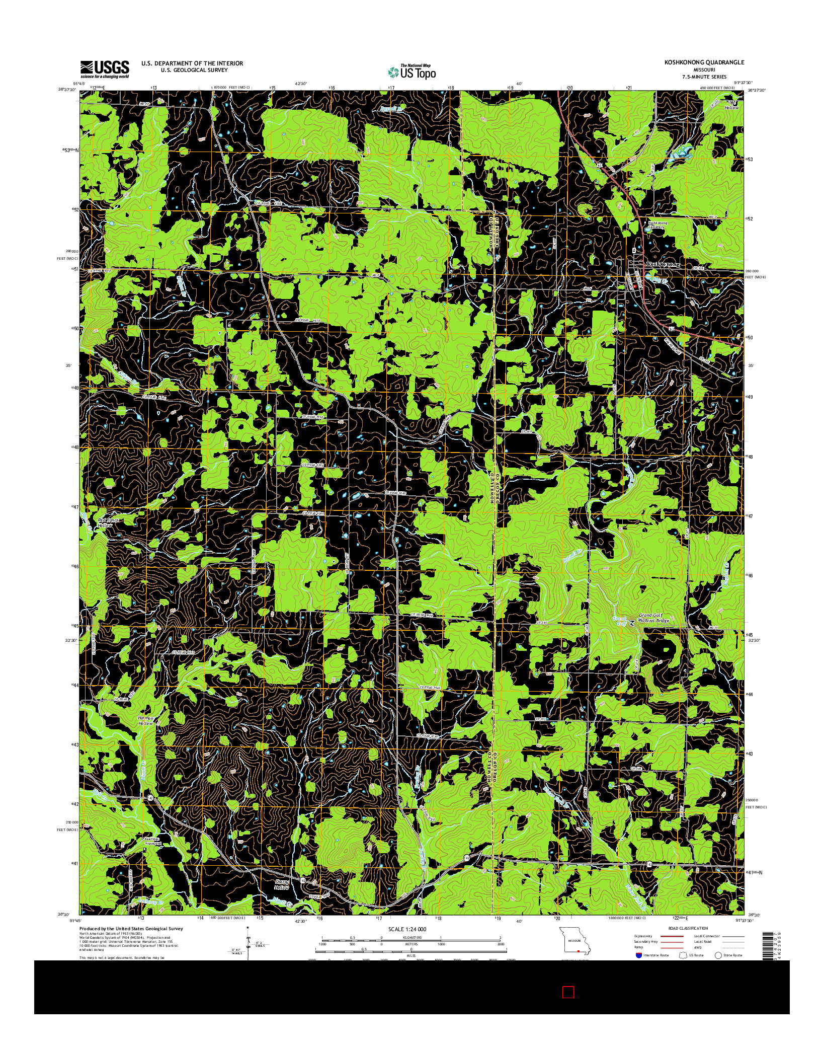 USGS US TOPO 7.5-MINUTE MAP FOR KOSHKONONG, MO 2015